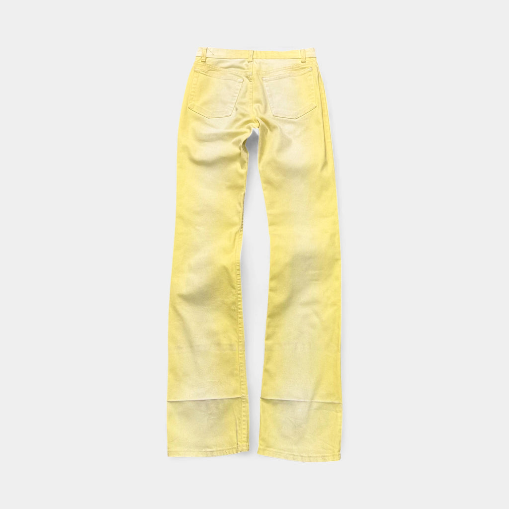 Roberto Cavalli Acid Sunburst Yellow Faded Flare Jeans