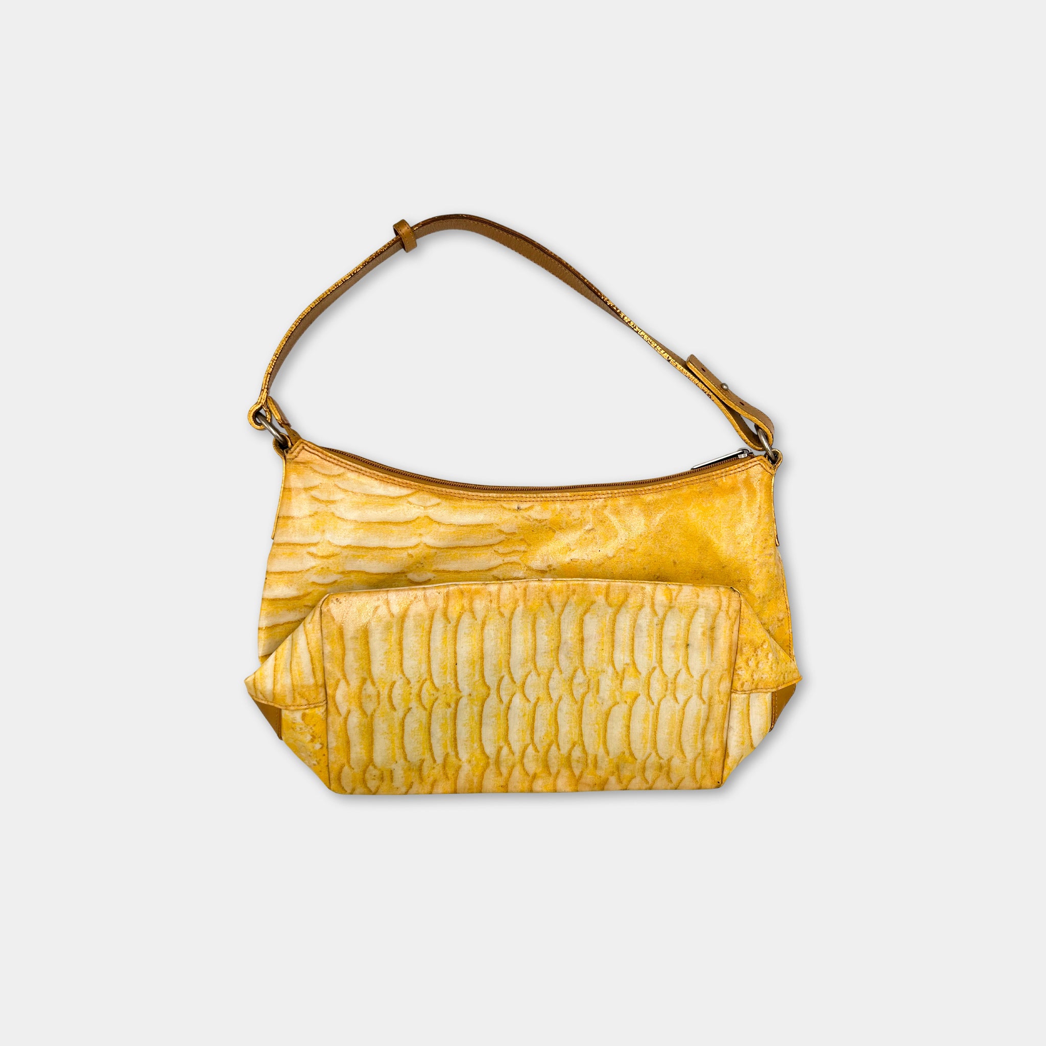 Roberto Cavalli "Freedom" Yellow Snake Print Shoulder Bag