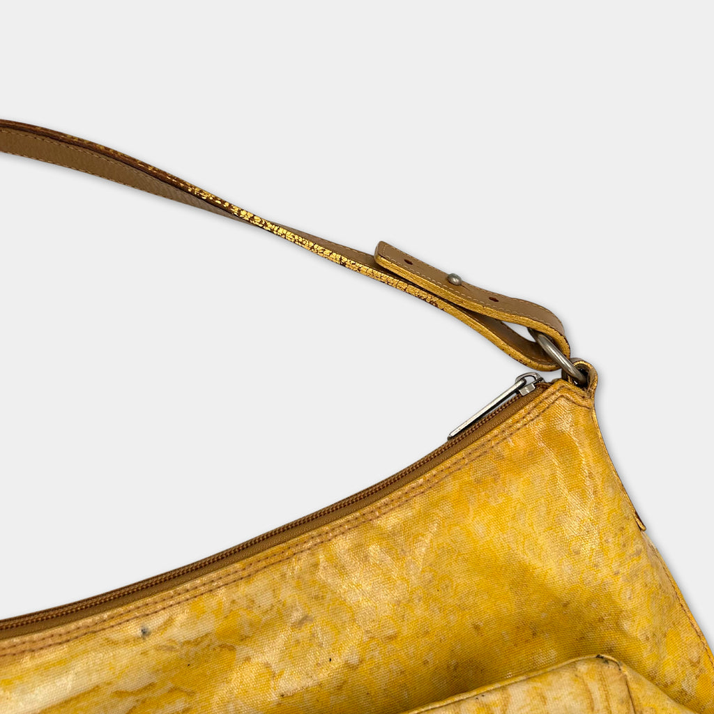 Roberto Cavalli "Freedom" Yellow Snake Print Shoulder Bag
