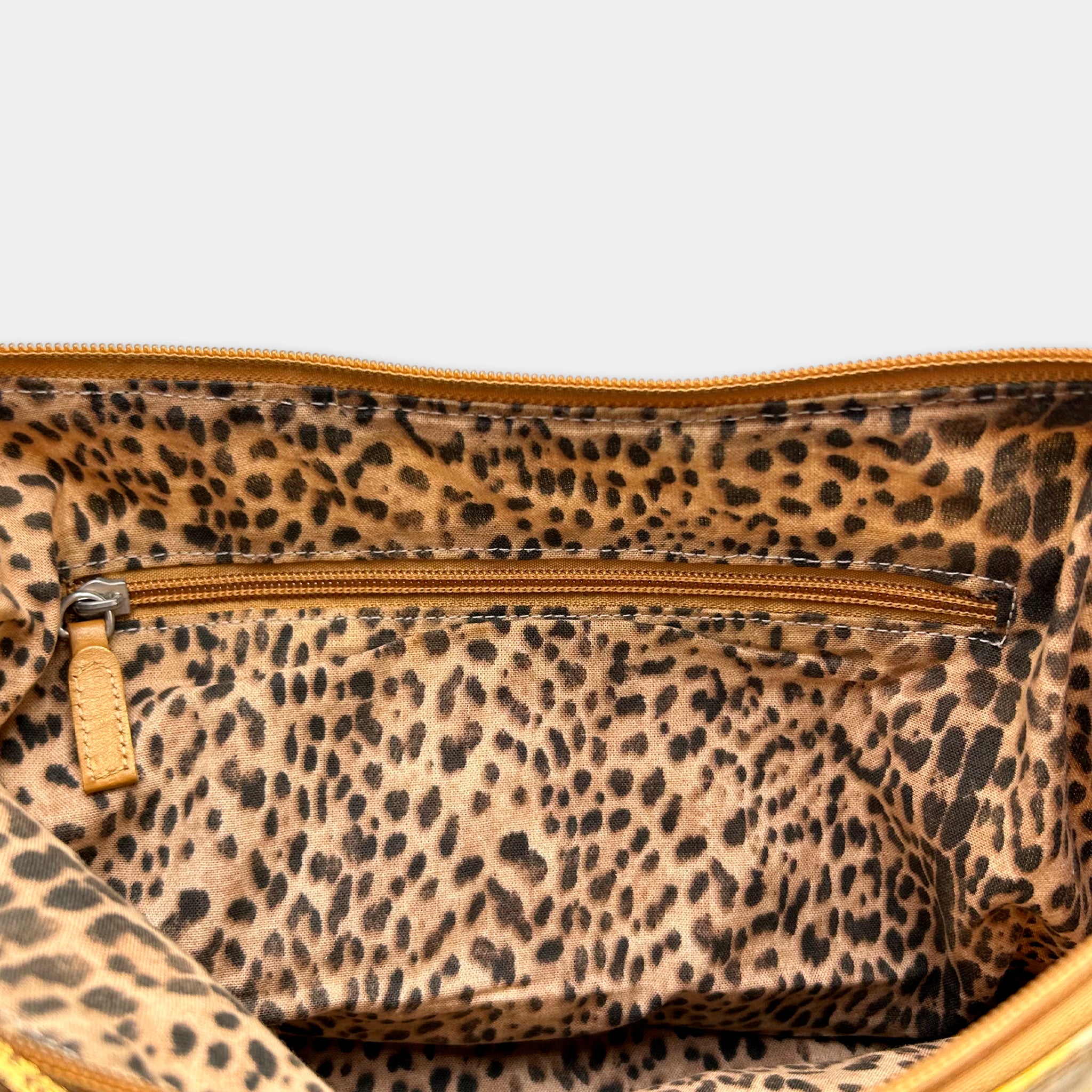 Roberto Cavalli "Freedom" Yellow Snake Print Shoulder Bag