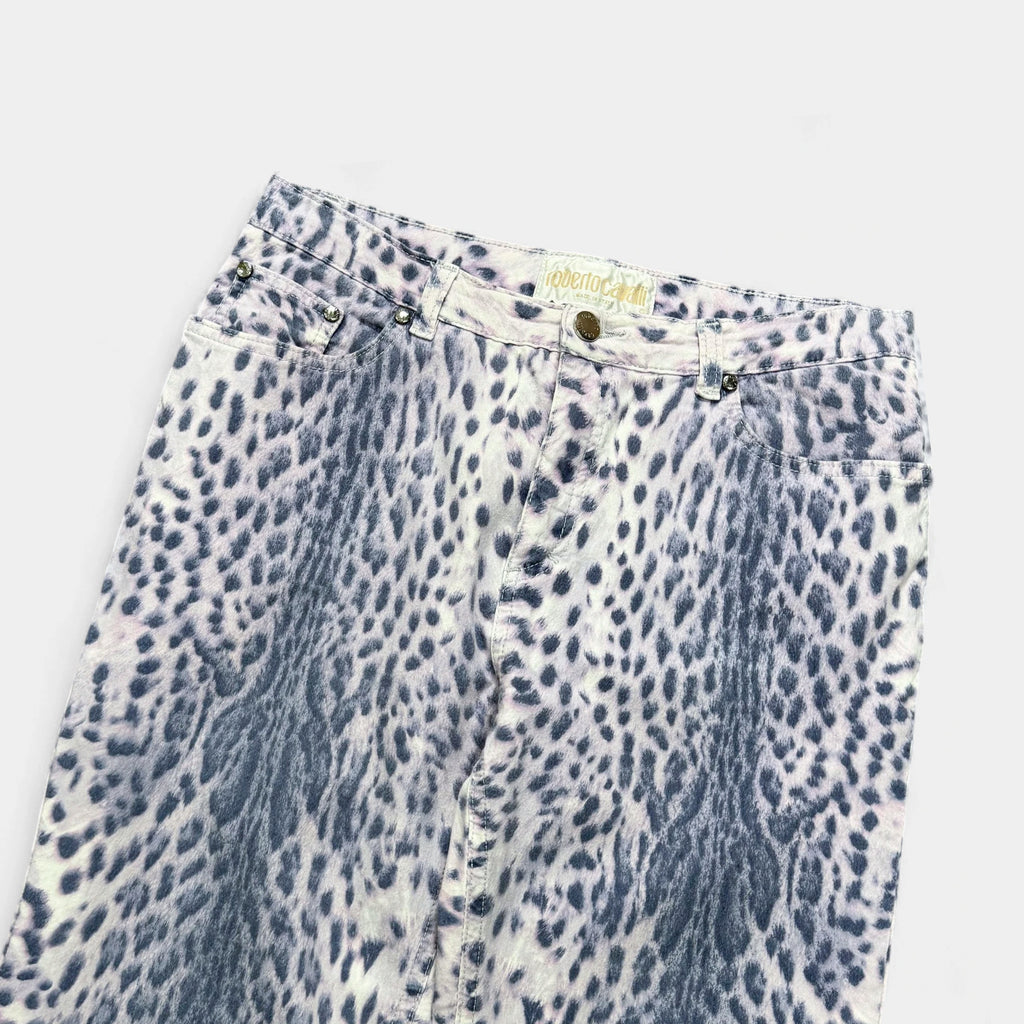 Roberto Cavalli Leopard Print Bootcut Denim Jeans