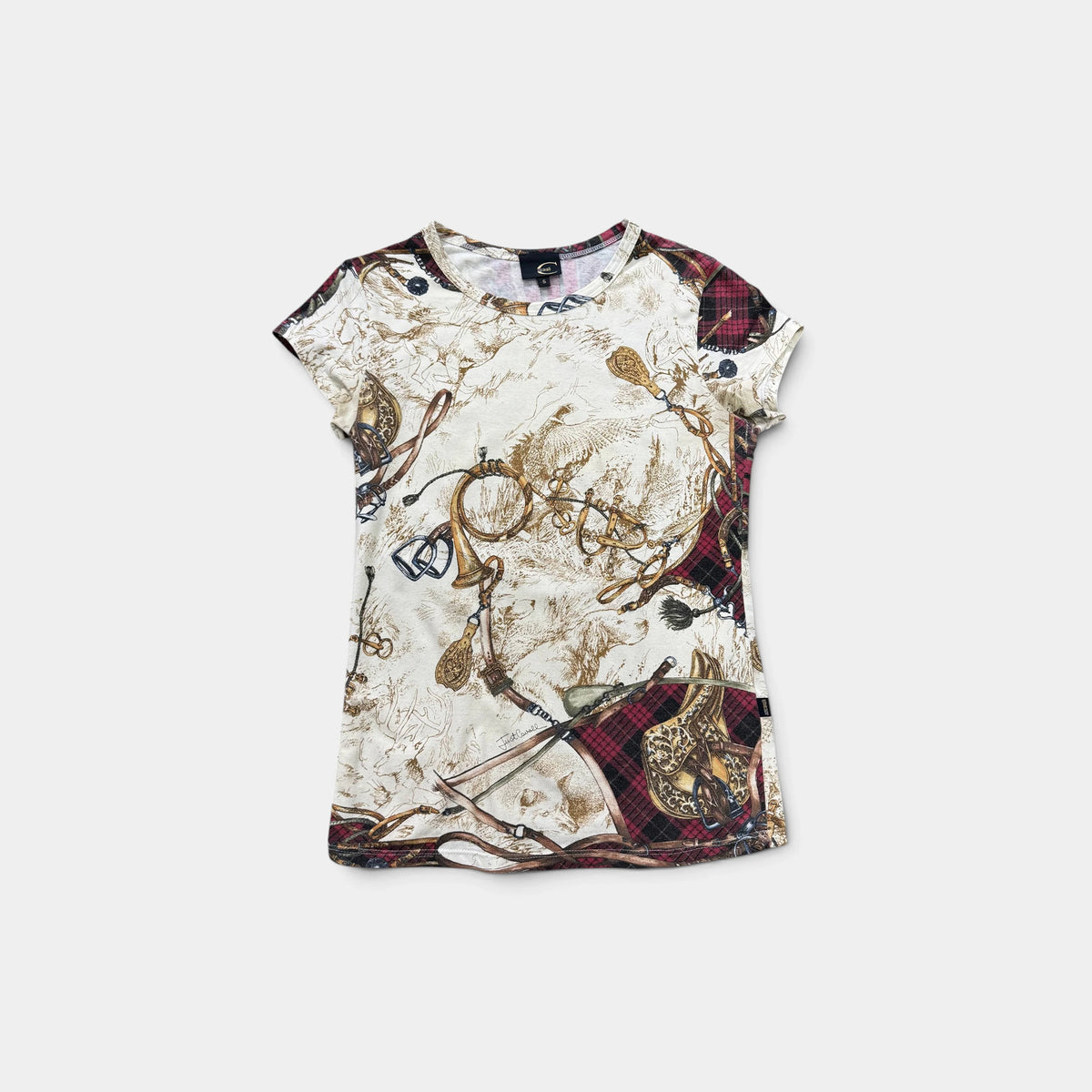 Just Cavalli Equestrian & Plaid Graphic Print T-Shirt