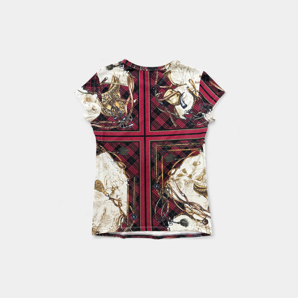 Just Cavalli Equestrian & Plaid Graphic Print T-Shirt