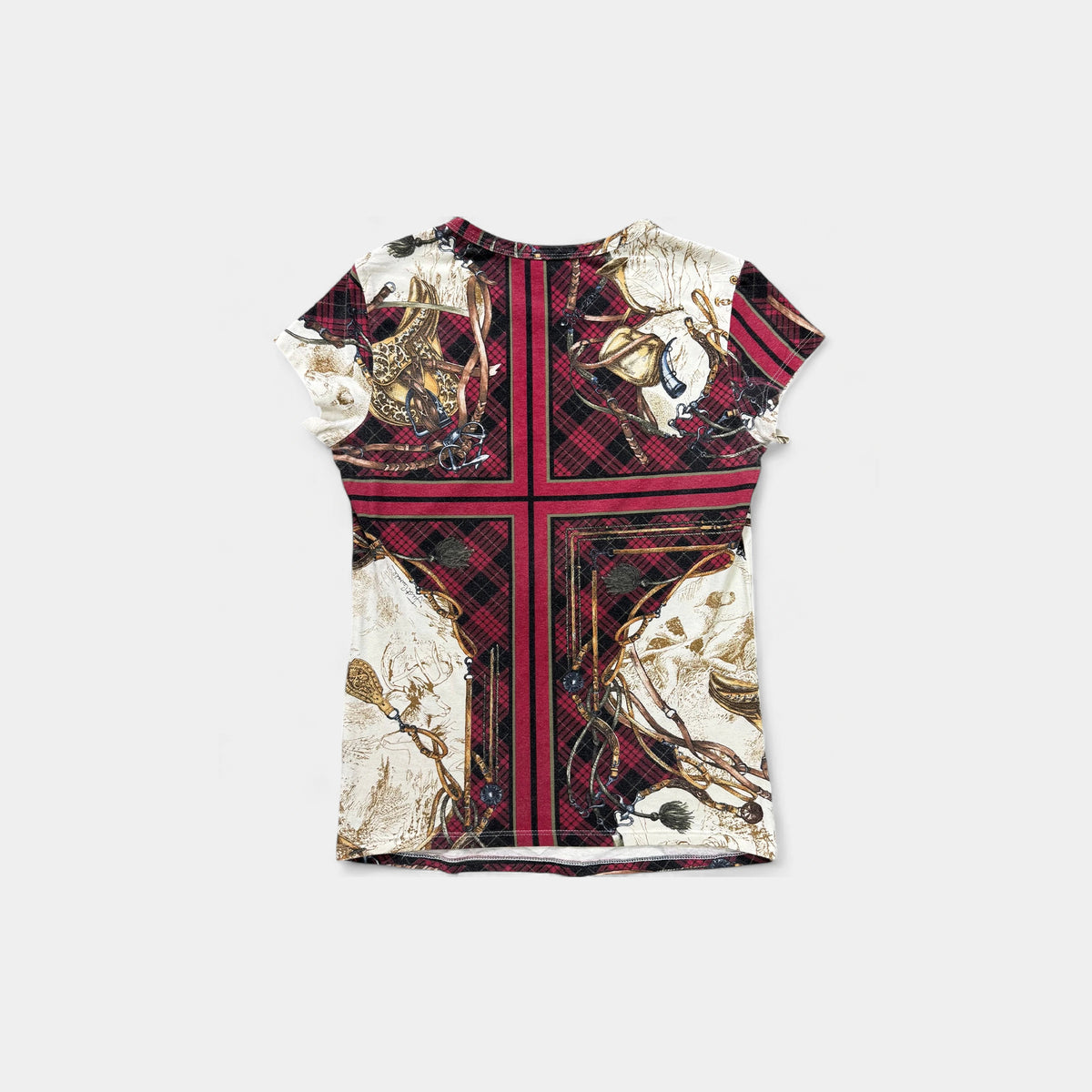 Just Cavalli Equestrian & Plaid Graphic Print T-Shirt