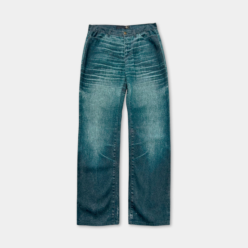 Just Cavalli 2000s Denim Effect Teal Pants
