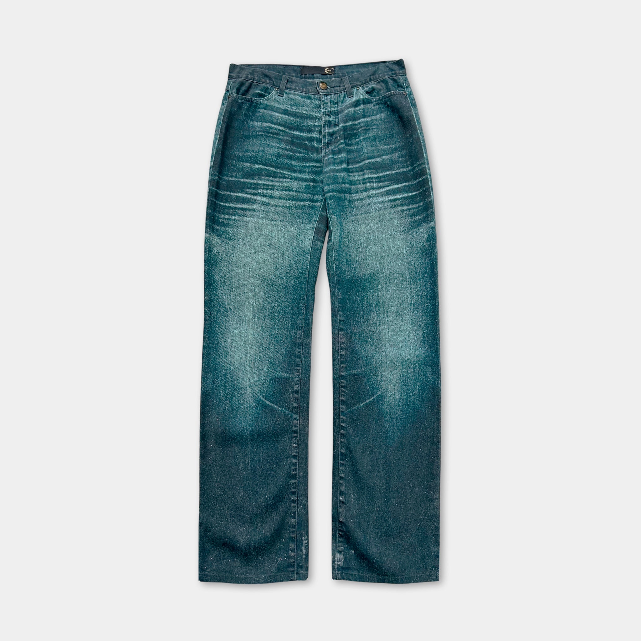 Just Cavalli 2000s Denim Effect Teal Pants