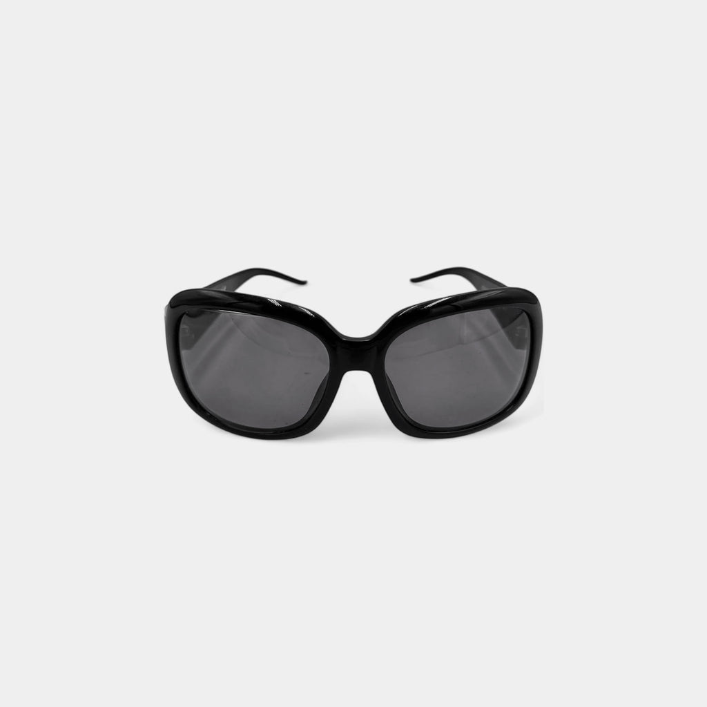 Just Cavalli 2000s Round Black Frame Sunglasses with Rhinestone Logo