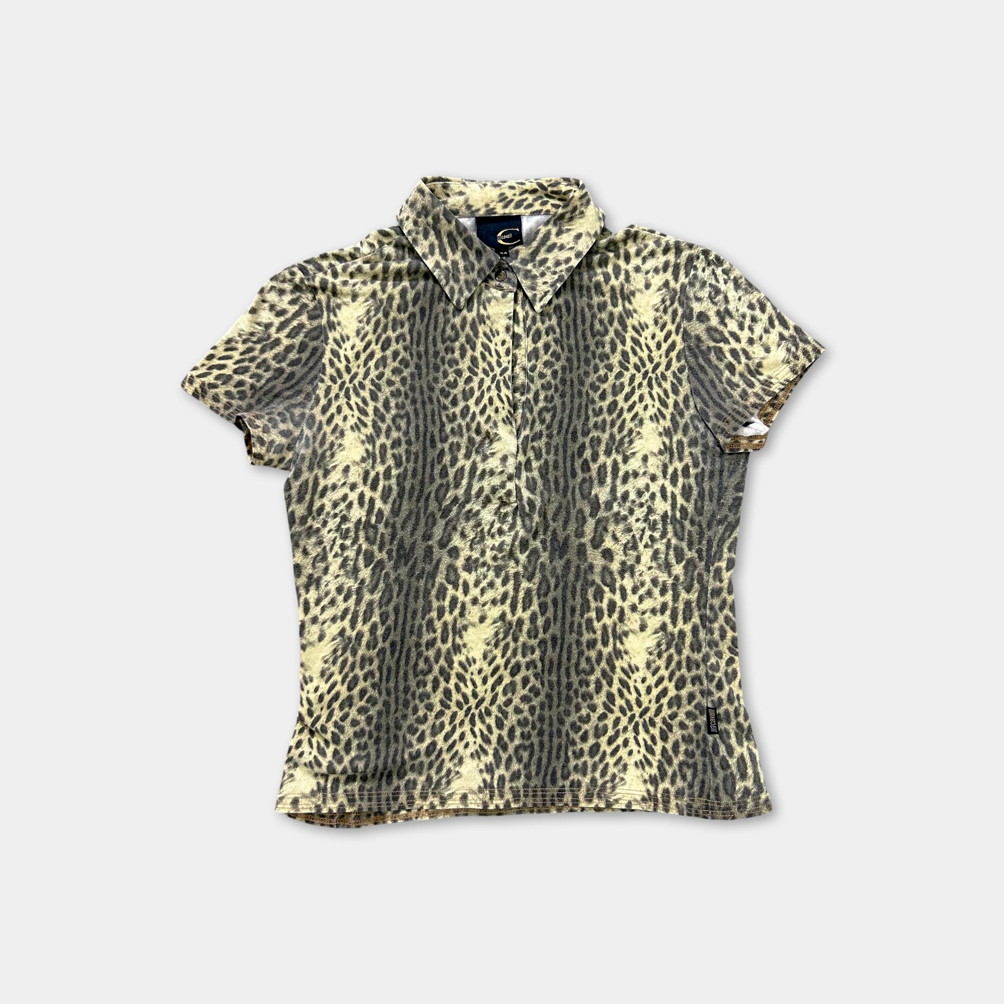 Just Cavalli Yellow Leopard Polo Shirt