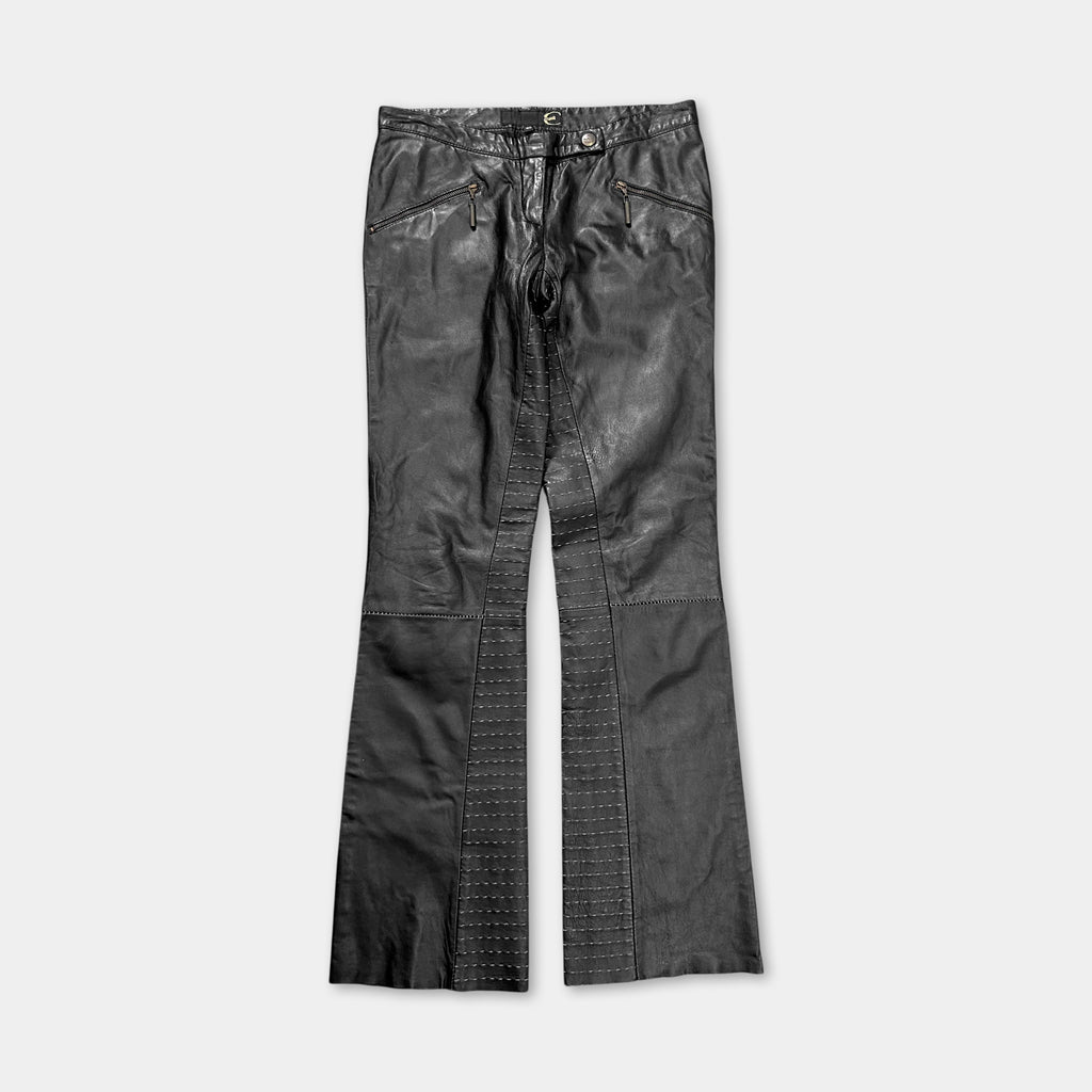 Just Cavalli 2000s Sashiko Leather Flared Pants