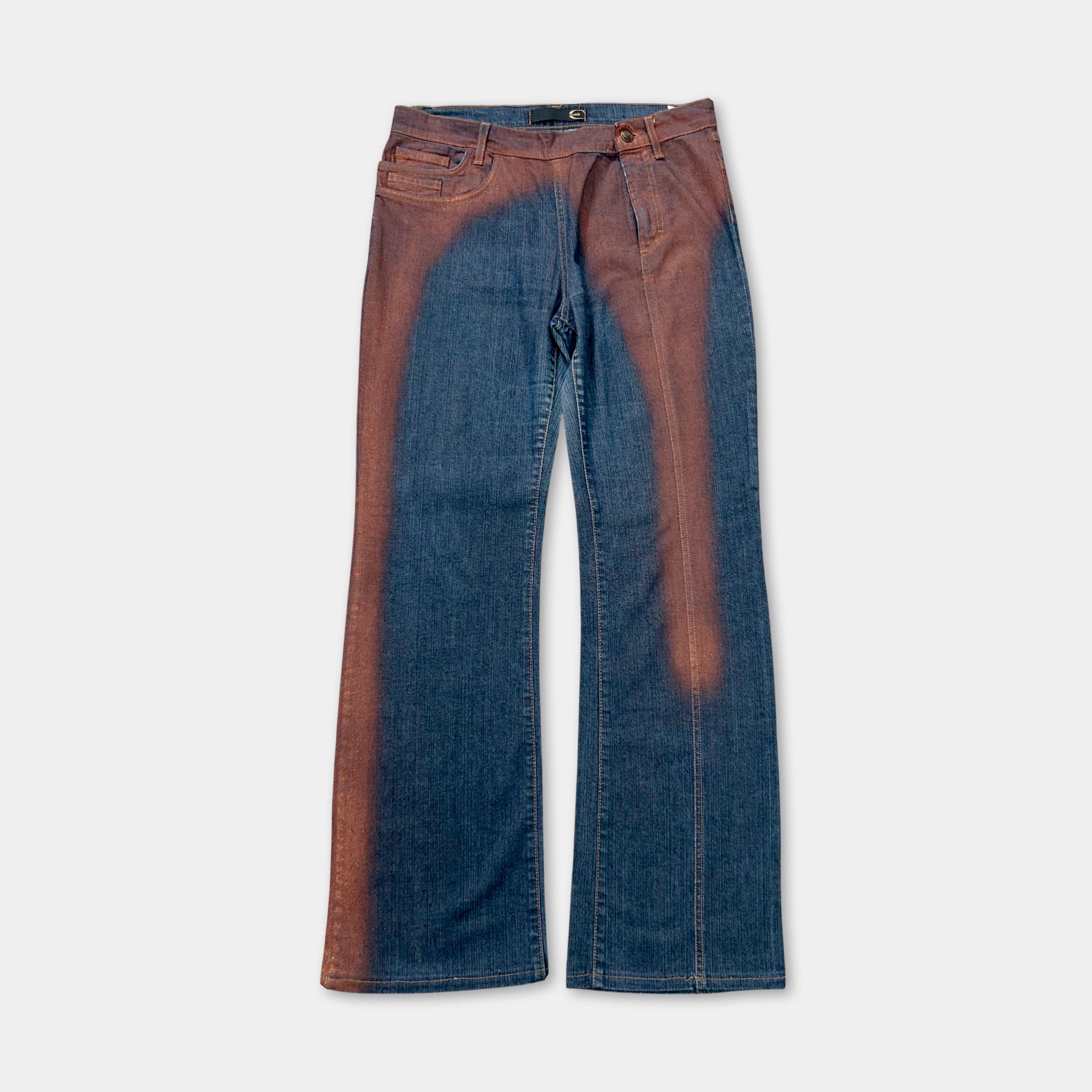 Just Cavalli 2000's Asymmetrical "Blood Stain" Blue Jeans