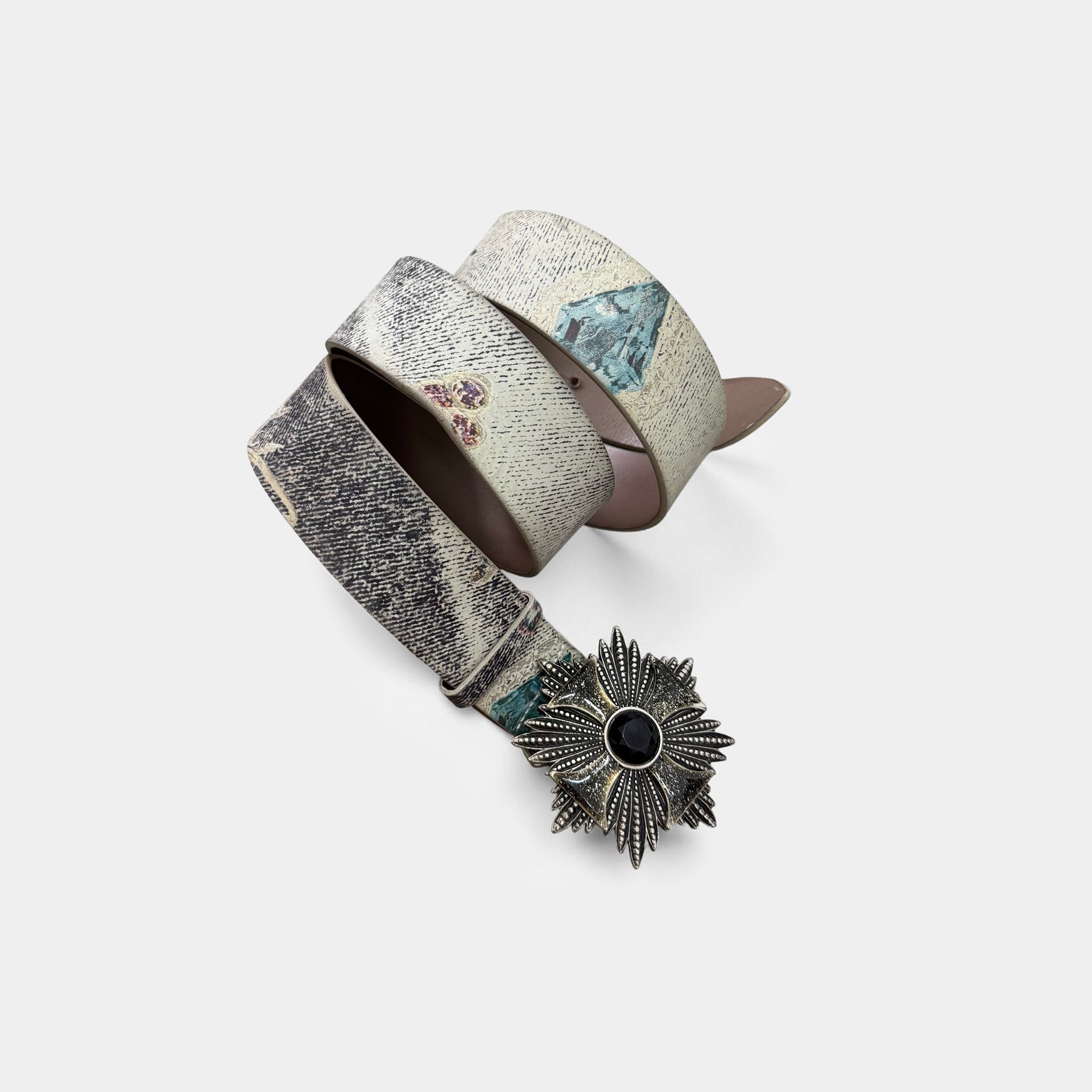 Roberto Cavalli Freedom Graphic Leather Buckle Belt