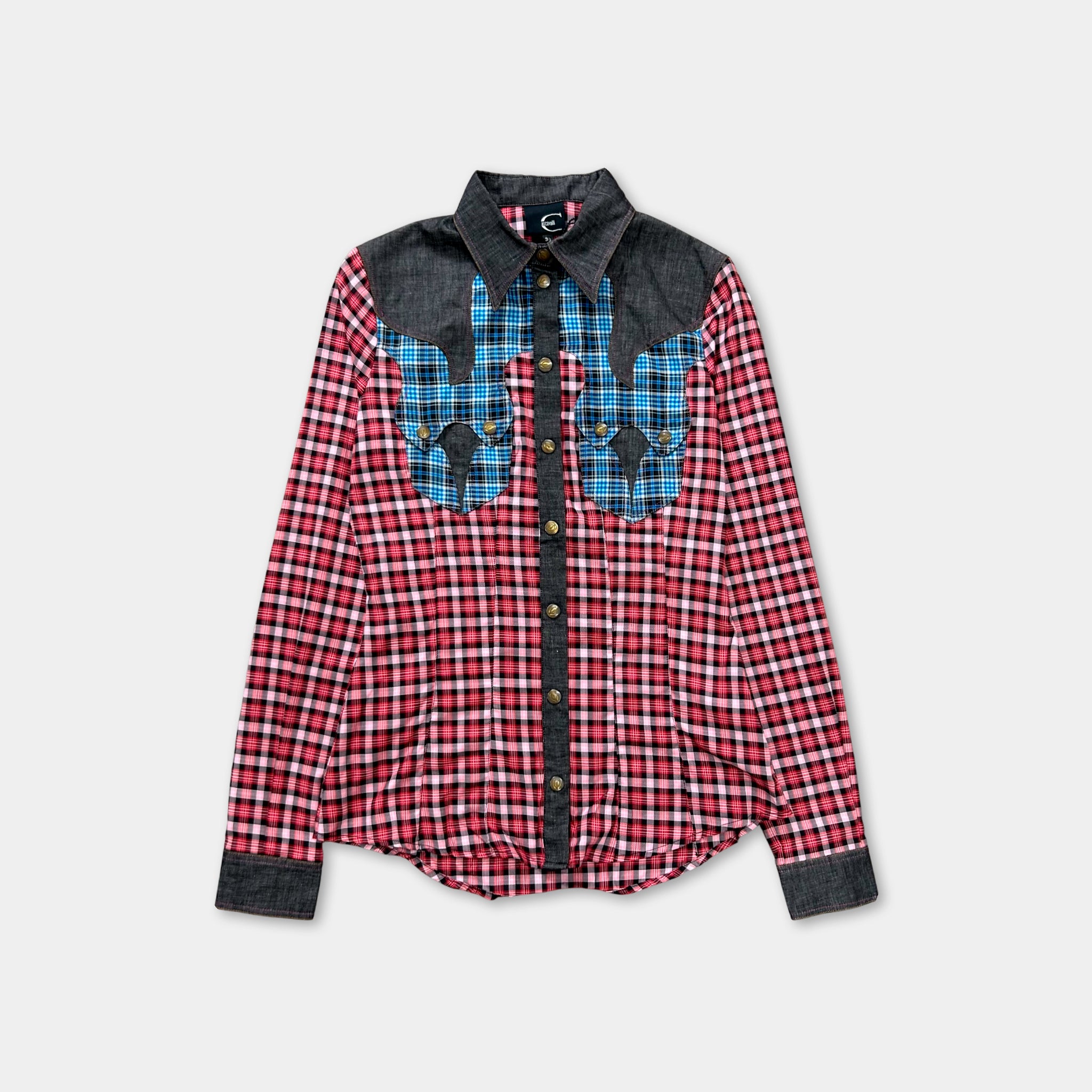 Just Cavalli Western Checkered Multicolor Shirt
