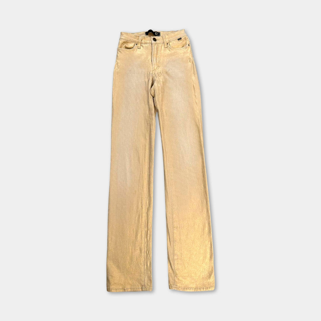 Cavalli Metallic Gold Straight Leg Jeans