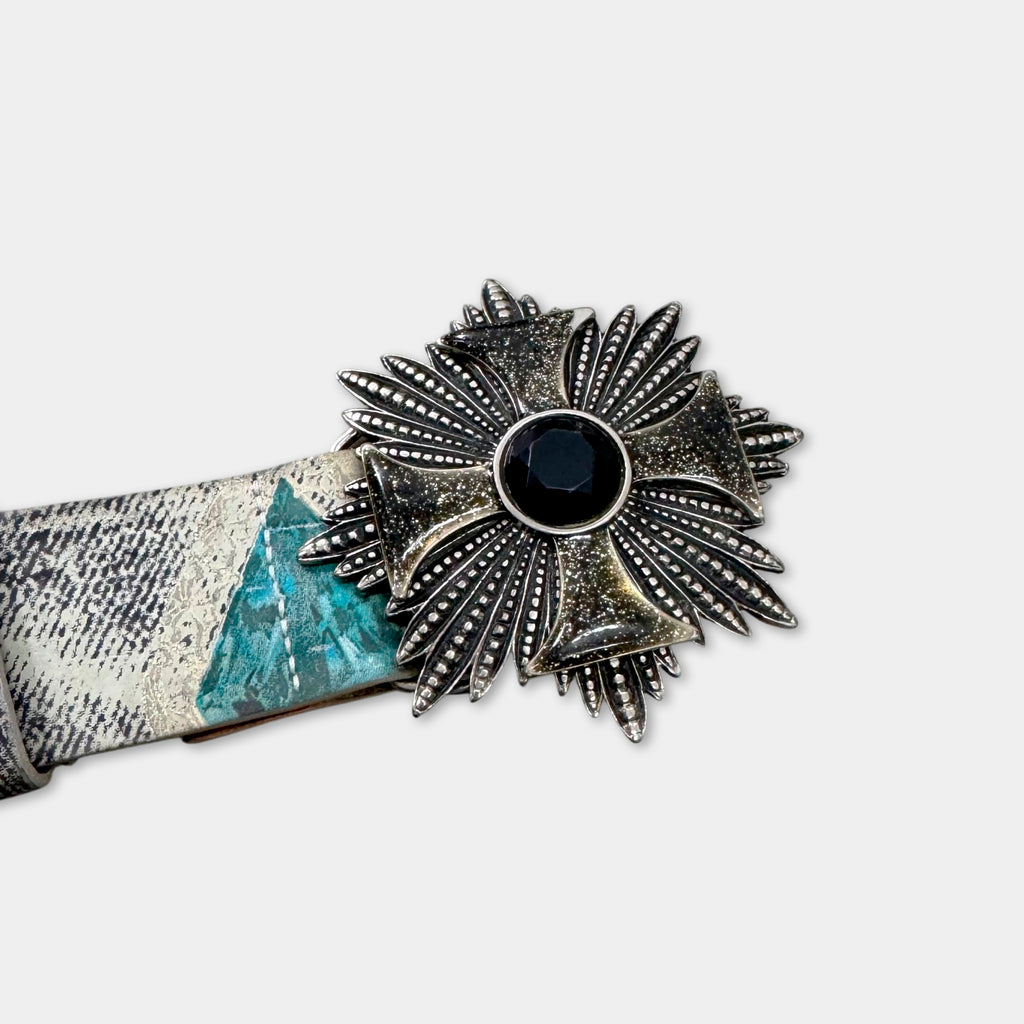 Roberto Cavalli Freedom Graphic Leather Buckle Belt