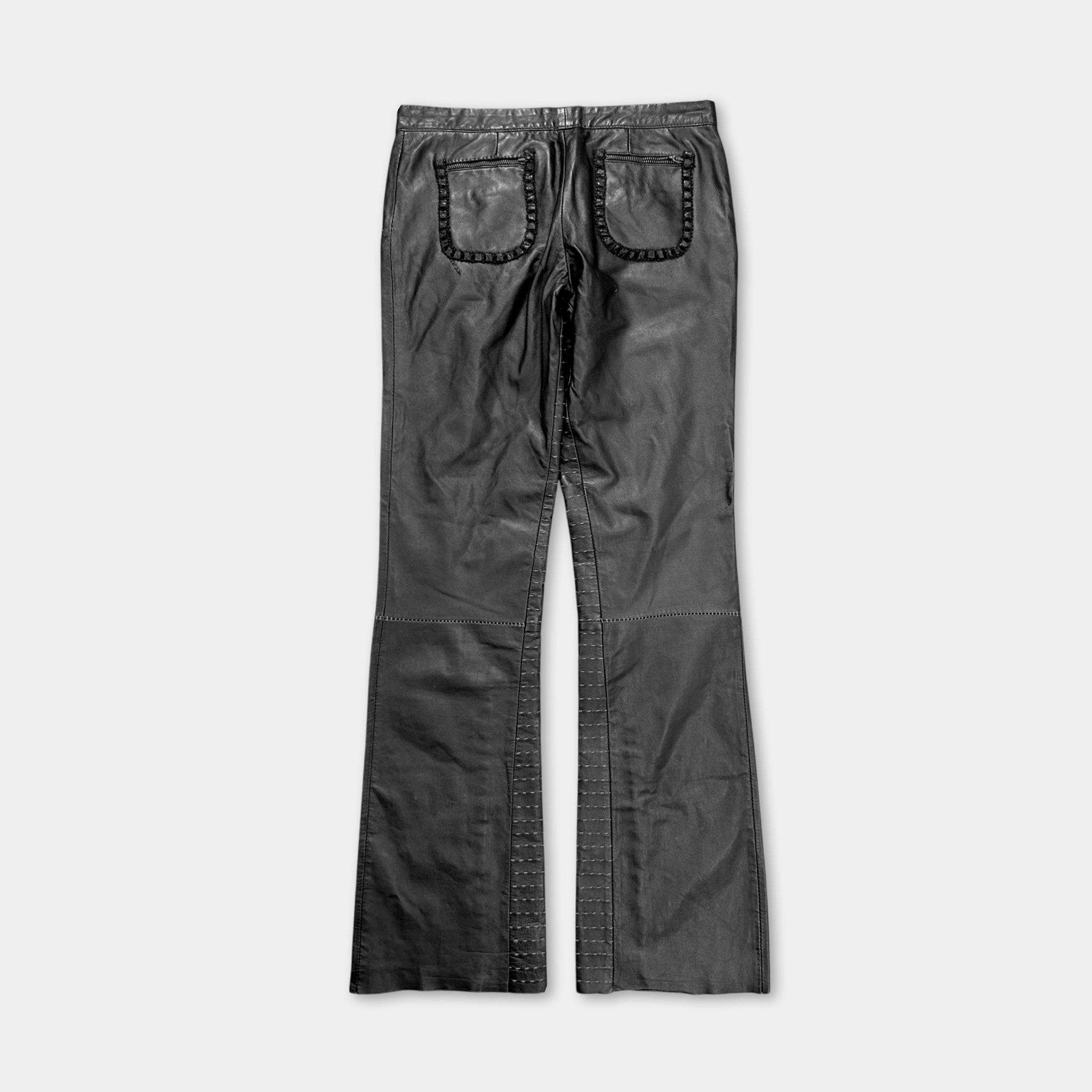 Just Cavalli 2000s Sashiko Leather Flared Pants