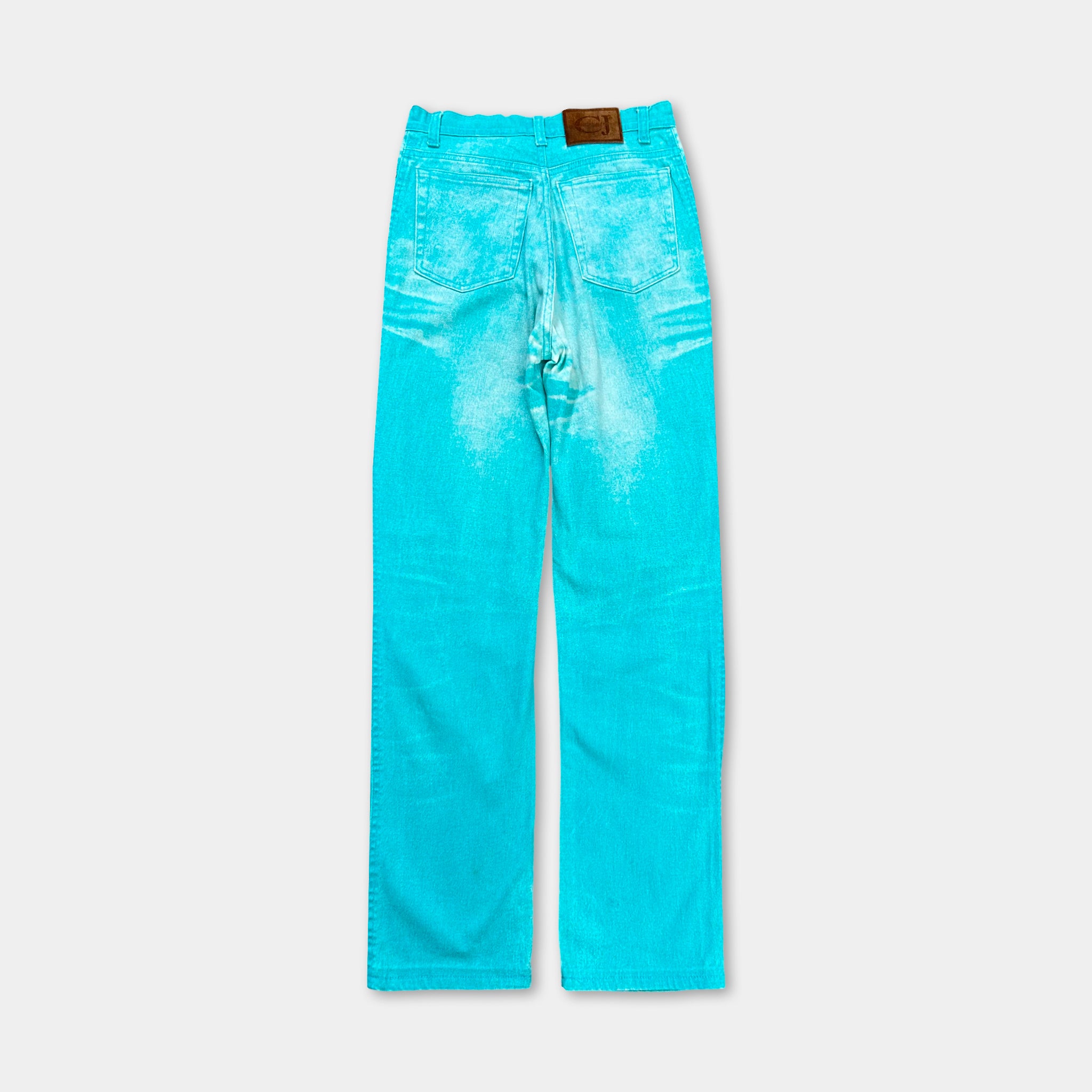 Cavalli Jeans 2000's Turquoise Printed Effect Denim Pants