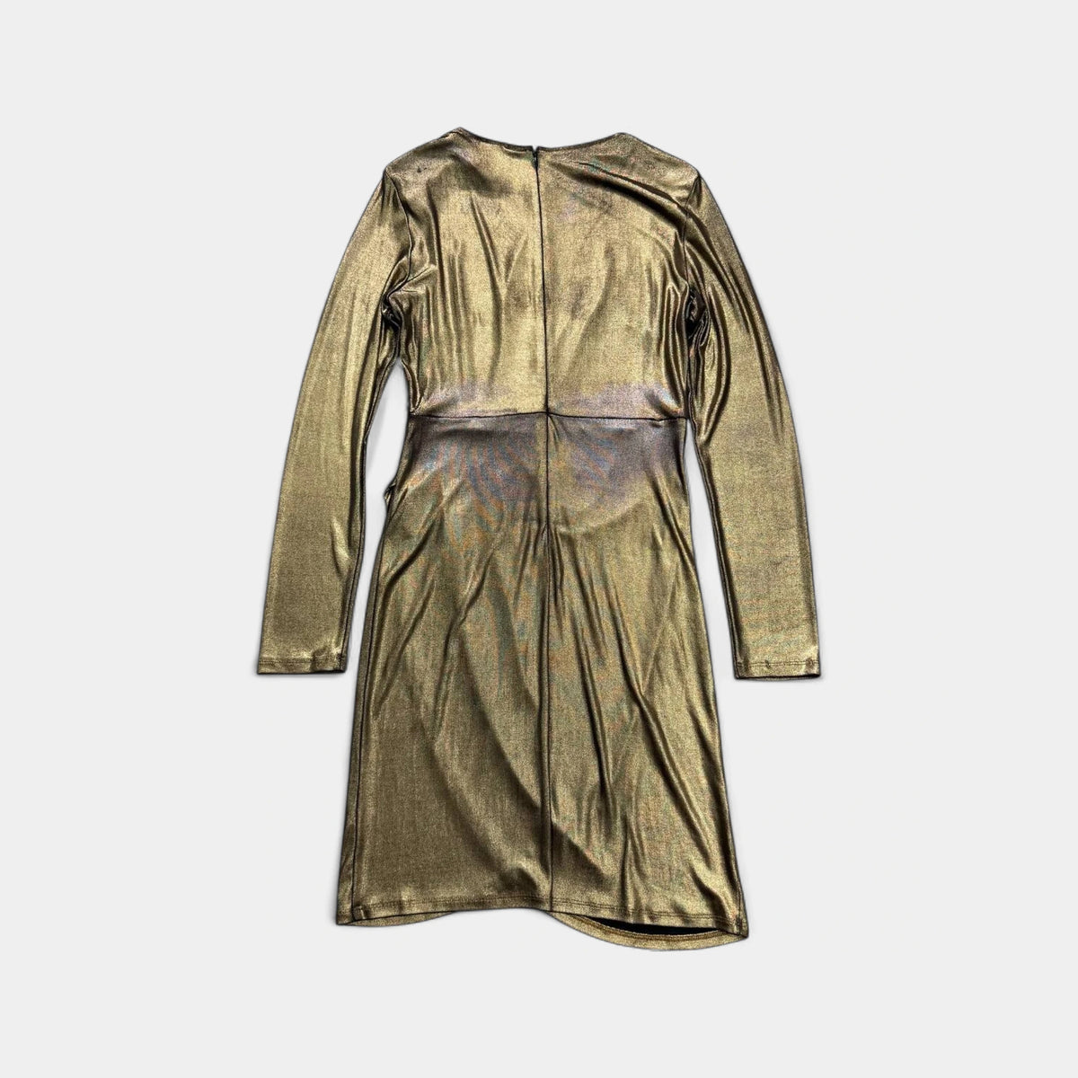 Just Cavalli Gold Metallic Drape Fitted Mini Dress