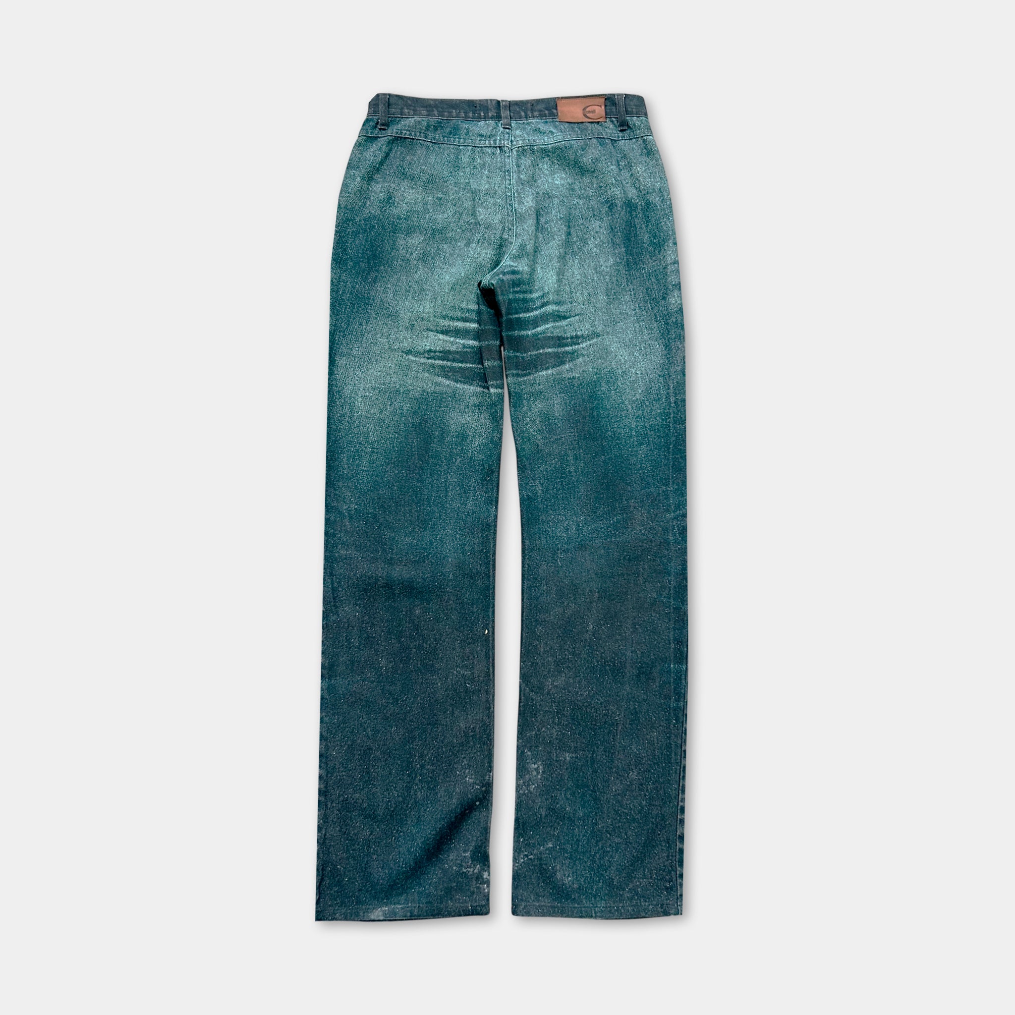 Just Cavalli 2000s Denim Effect Teal Pants