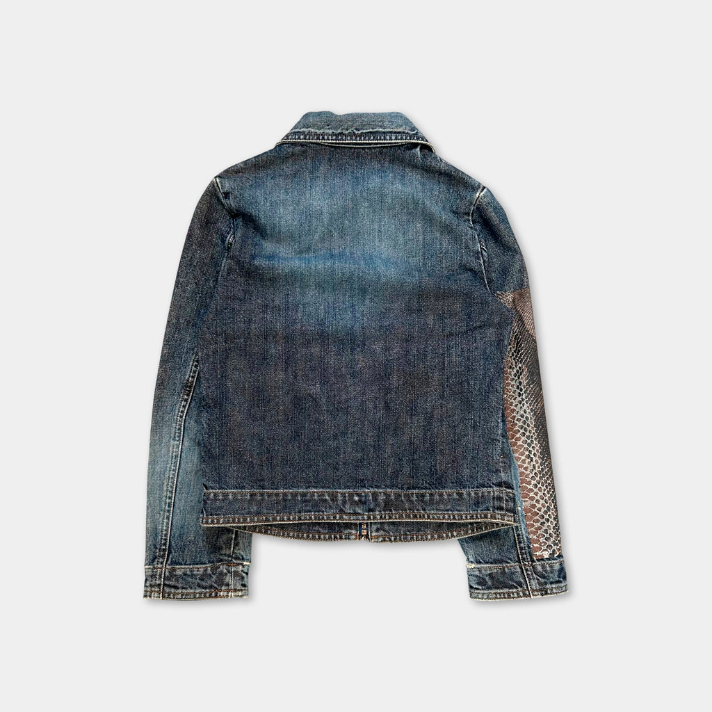 Just Cavalli Snake Skin Patch Denim Jacket