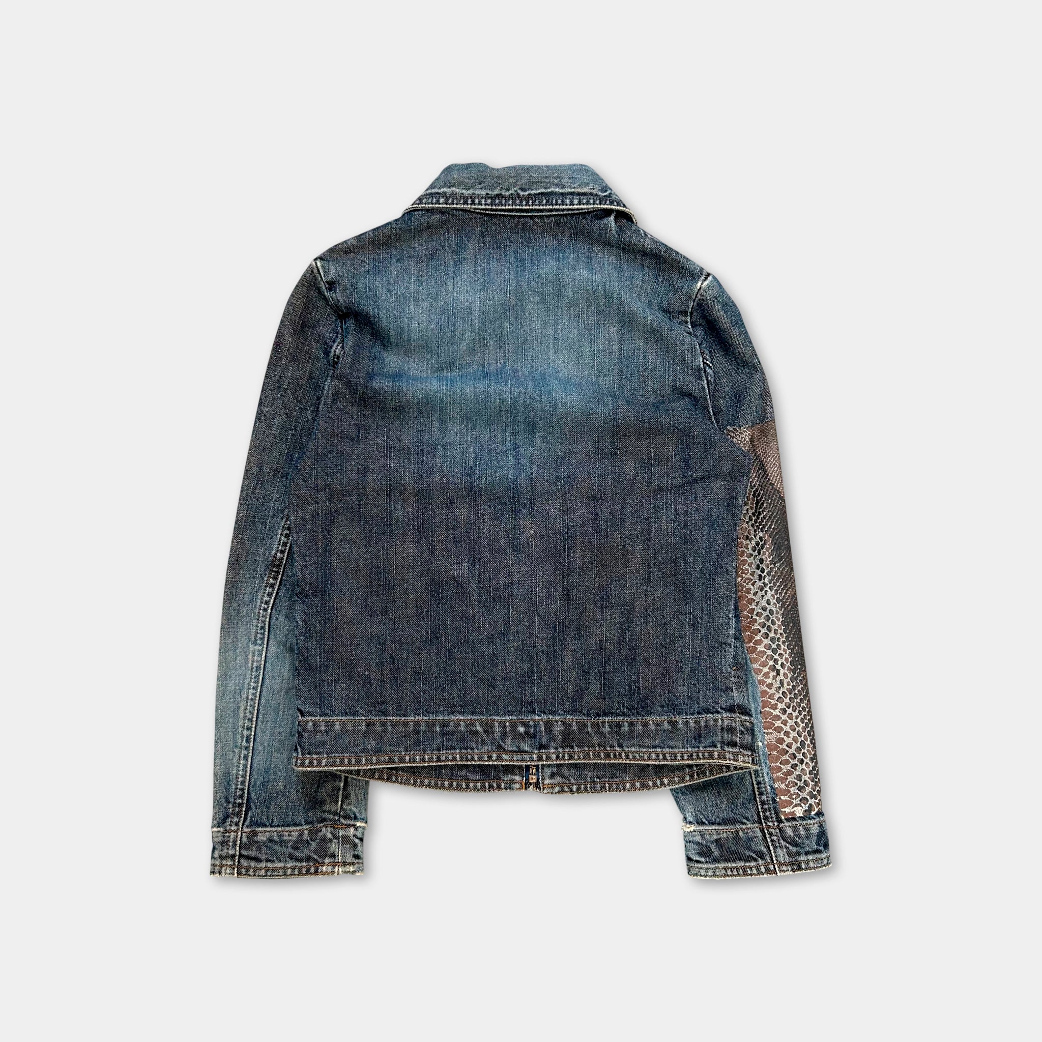 Just Cavalli Snake Skin Patch Denim Jacket