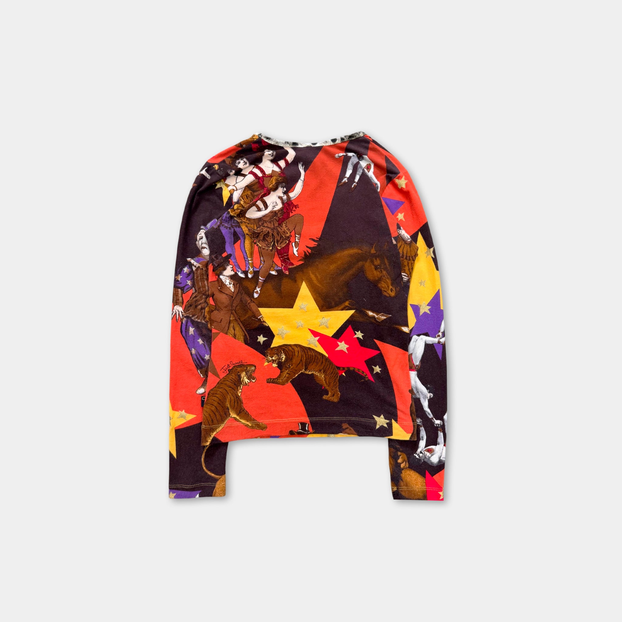 Just Cavalli Circus Print V-Neck Longsleeve