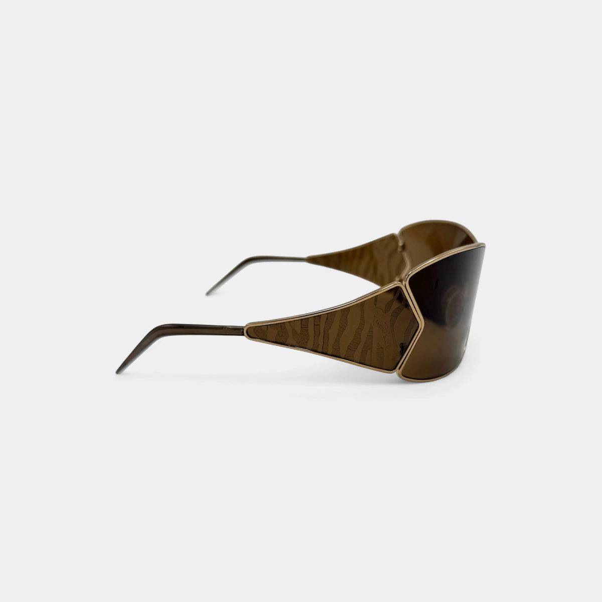 Roberto Cavalli 2000s Tiger Print Gold Shield Sunglasses