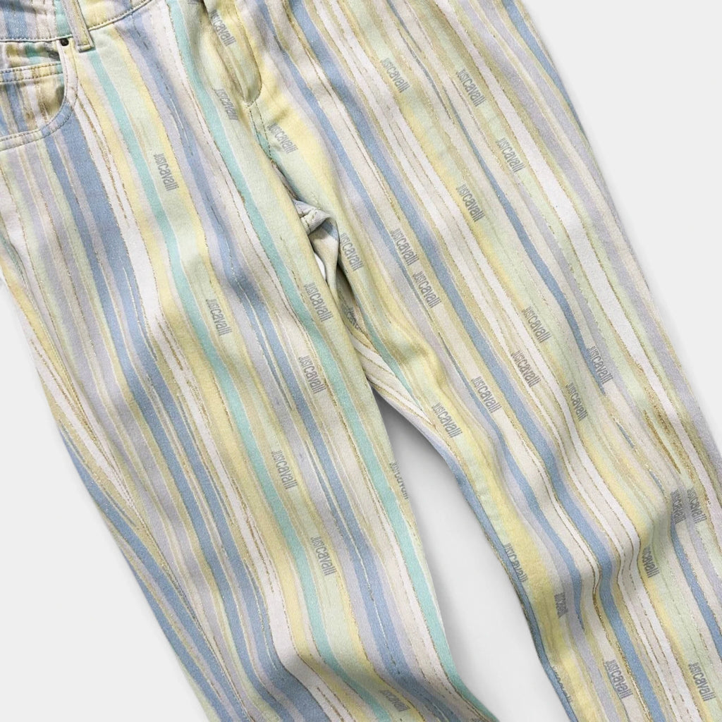 Just Cavalli Pastel Striped Logo Jeans