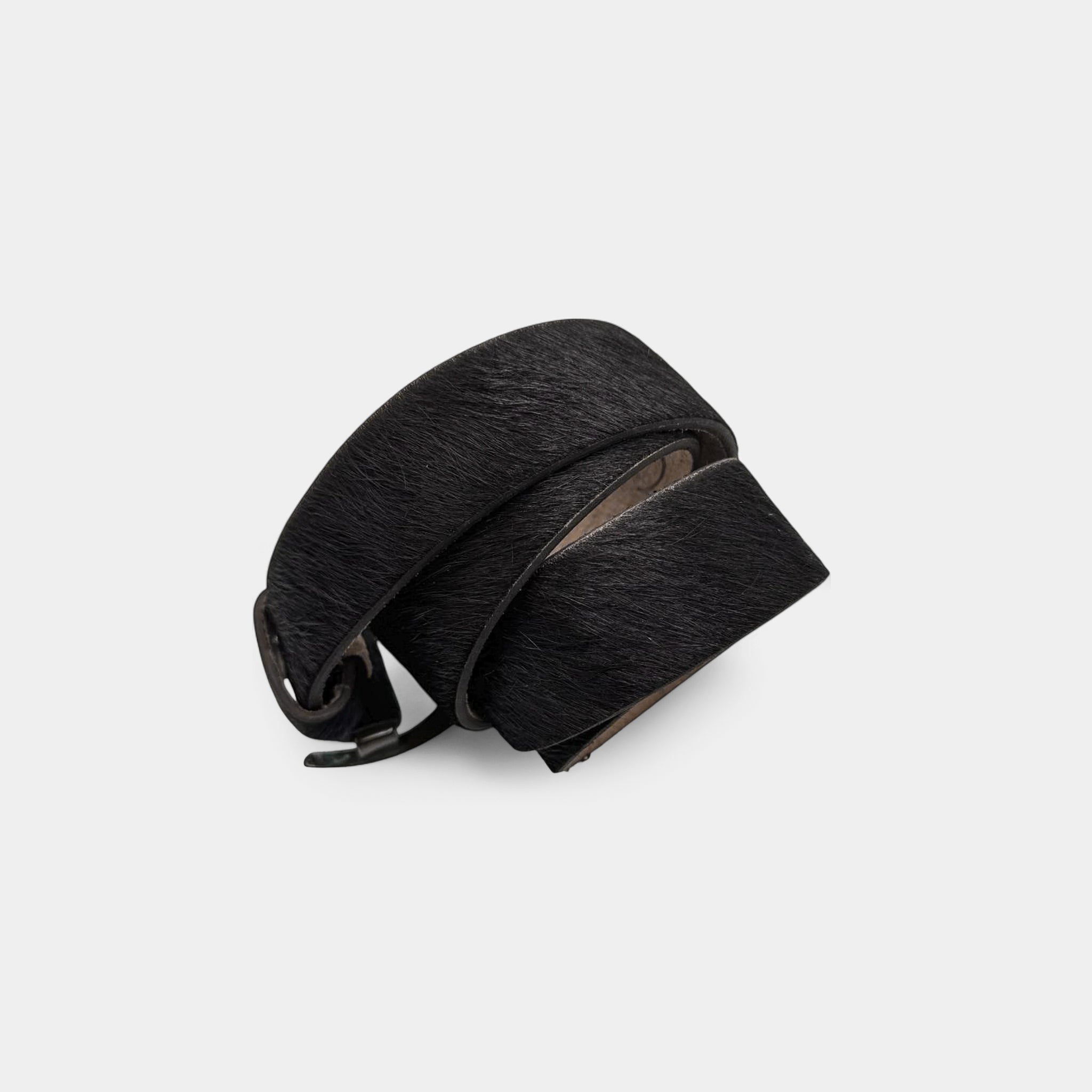 Just Cavalli 2000s Pony Hair Logo Buckle Belt Brown