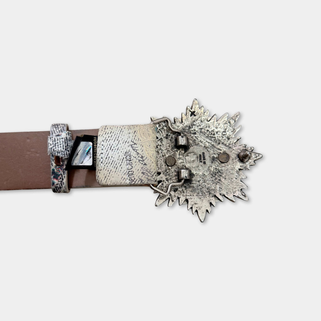 Roberto Cavalli Freedom Graphic Leather Buckle Belt