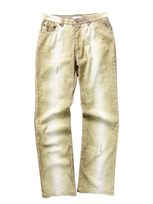 Roberto Cavalli Yellow Snakeskin Jeans