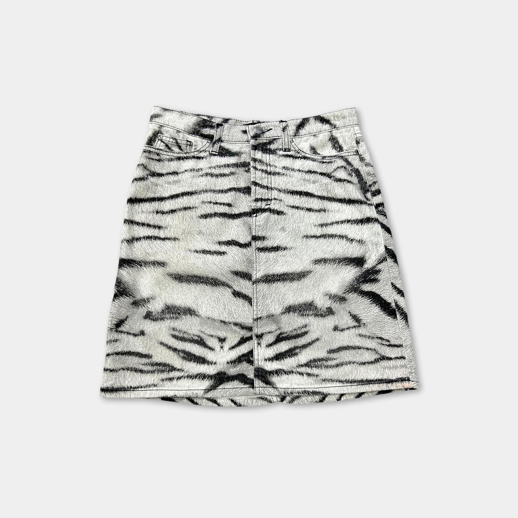Just Cavalli Mid-Rise Zebra Print Denim Skirt