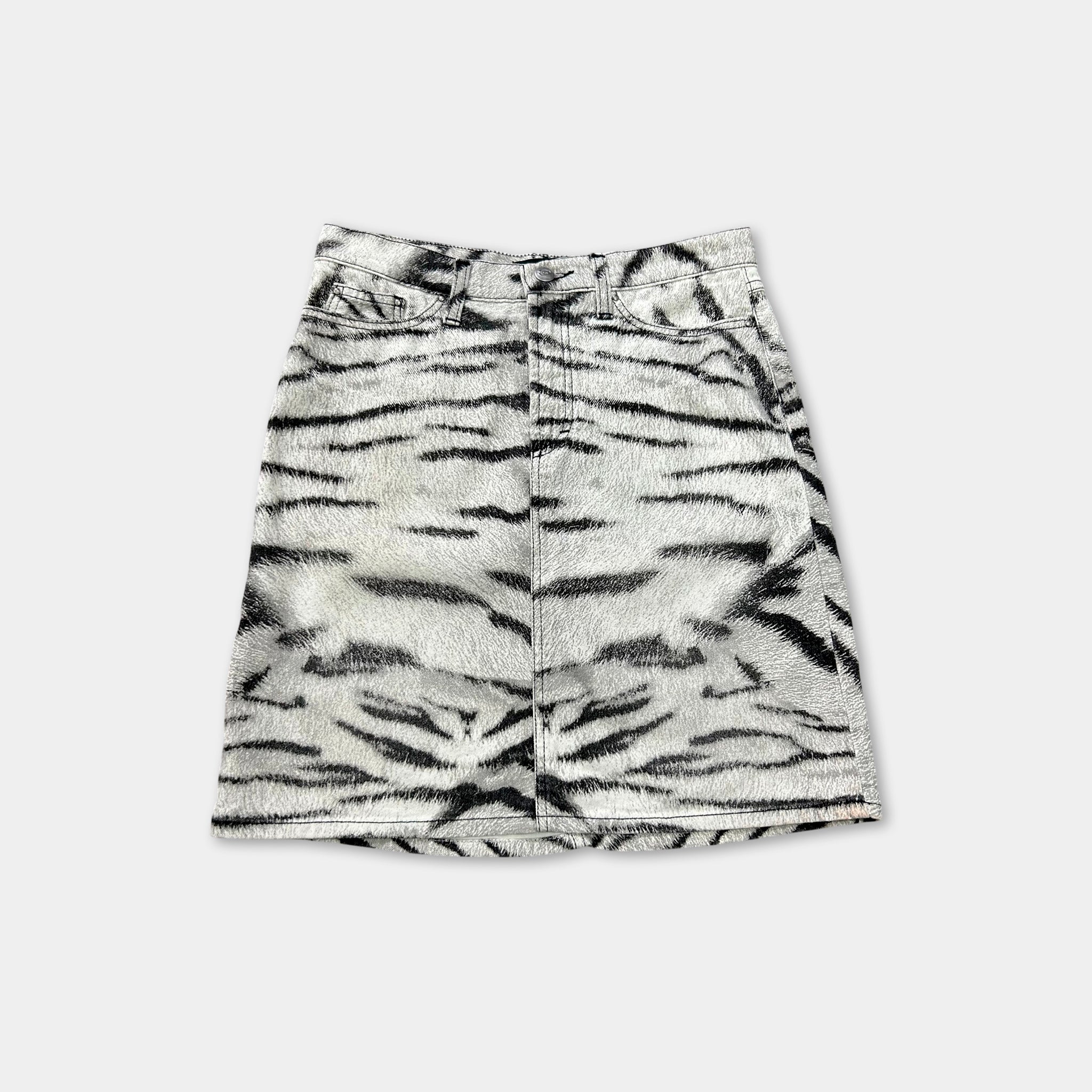 Just Cavalli Mid-Rise Zebra Print Denim Skirt