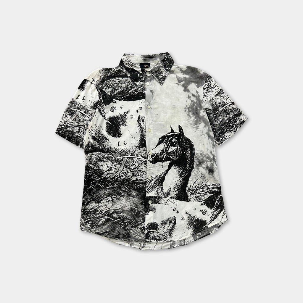Just Cavalli SS05 Horses Graphic Print Short Sleeve Shirt