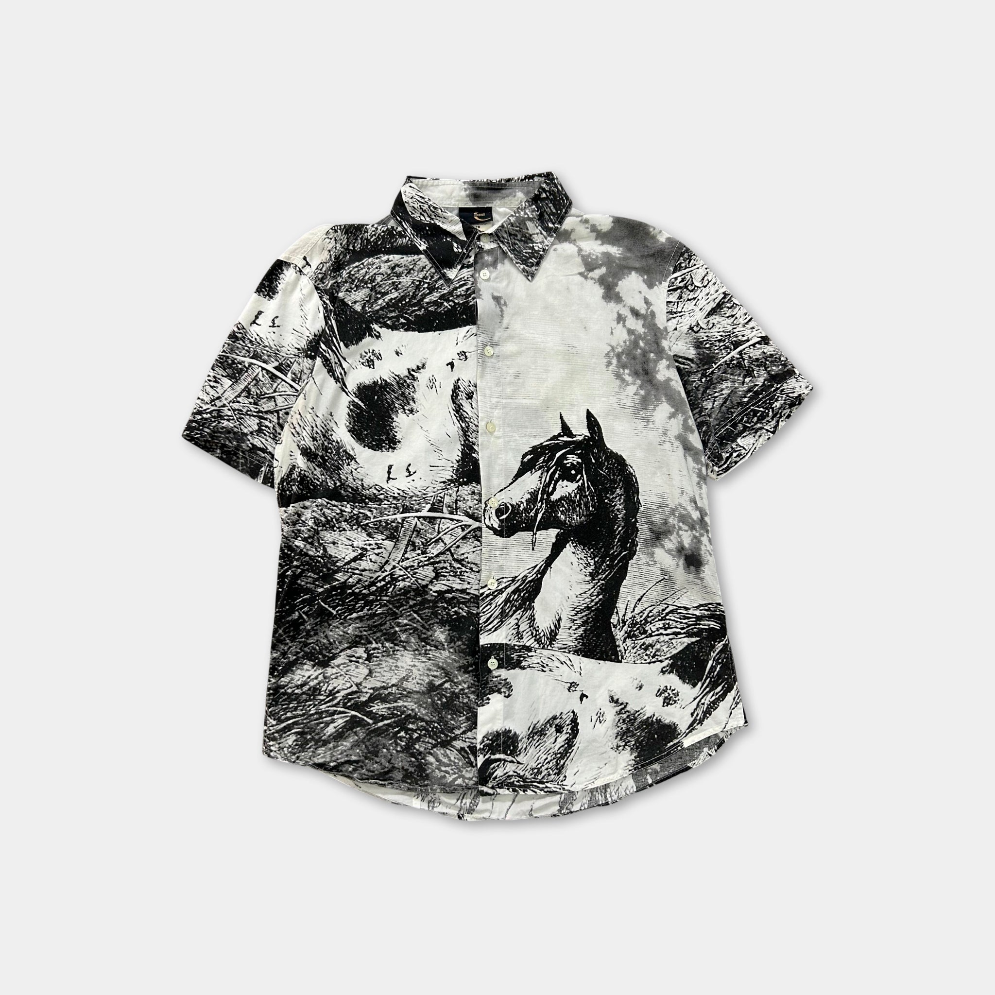 Just Cavalli SS05 Horses Graphic Print Short Sleeve Shirt