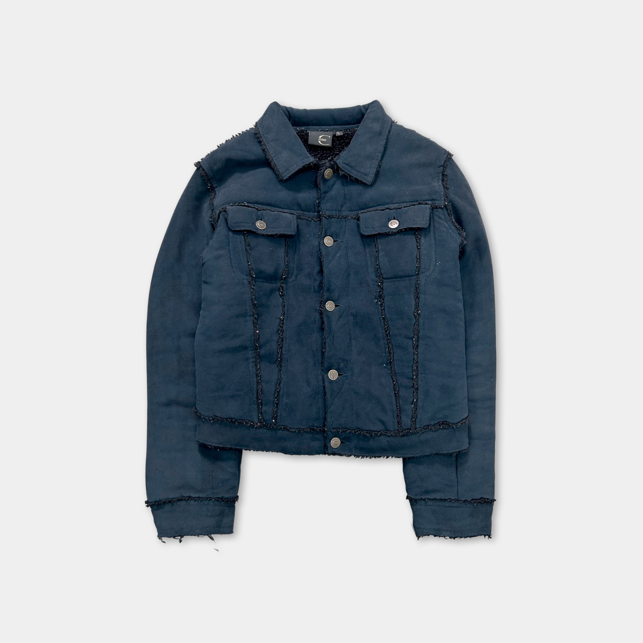 Just Cavalli Navy Suede Shearling Jacket