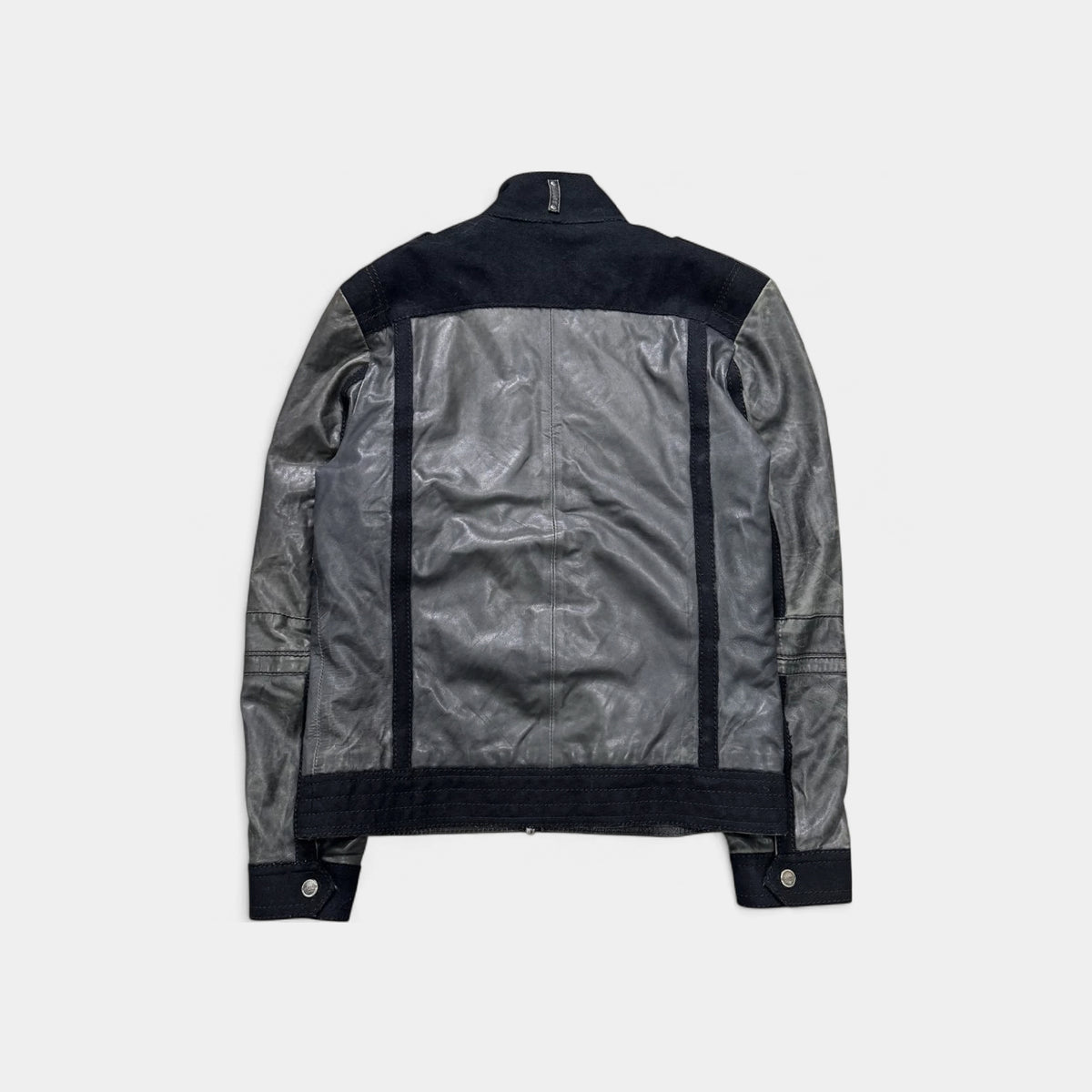 Cavalli Class 2000s Distressed Leather Multi-Pocket Cargo Jacket