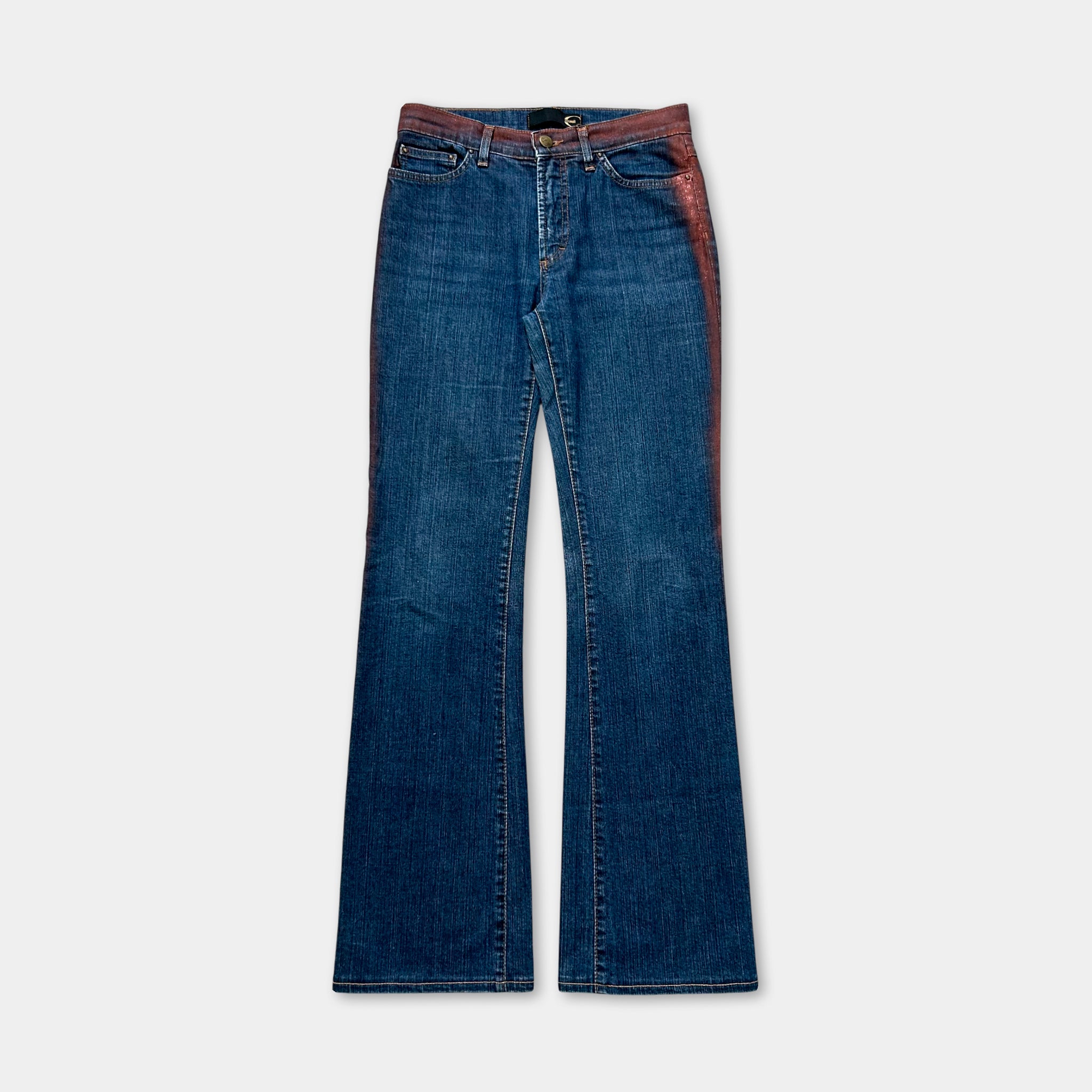 Just Cavalli 2000s Denim Flared "Graffiti" Jeans