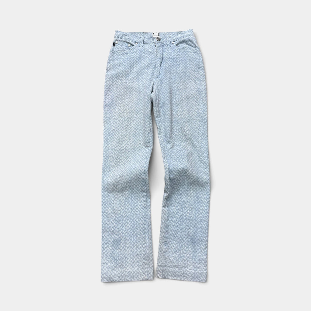 Cavalli Jeans Blue Snake Skin Texture Denim Jeans