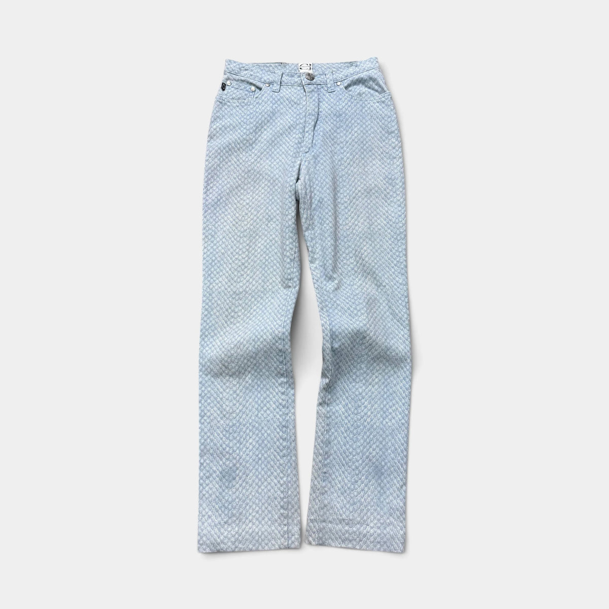 Cavalli Jeans Blue Snake Skin Texture Denim Jeans