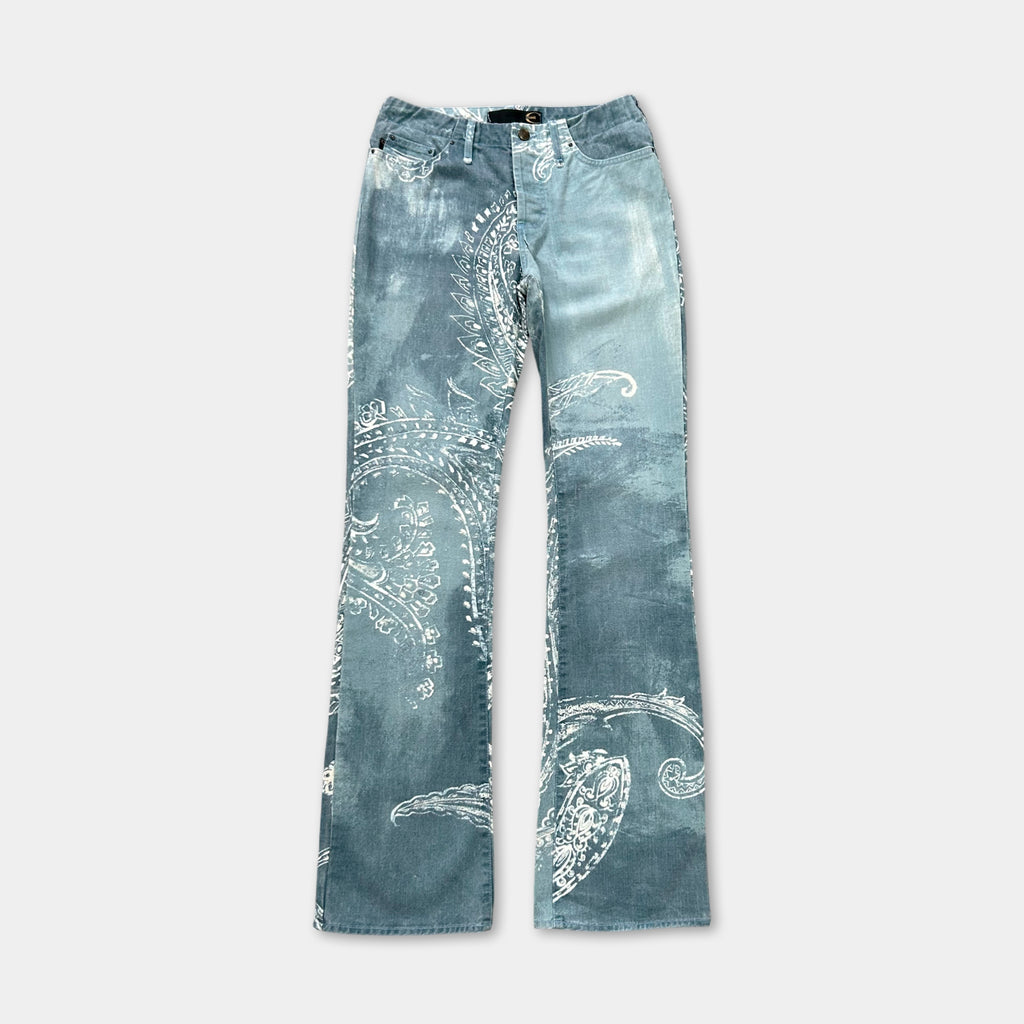 Just Cavalli Light Blue Bandana Print Flared Jeans