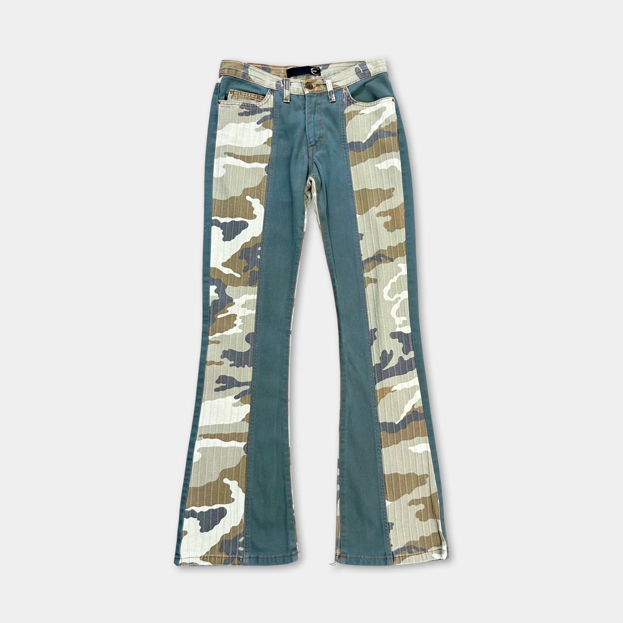 Just Cavalli Vintage Camouflage Green Flared Pants
