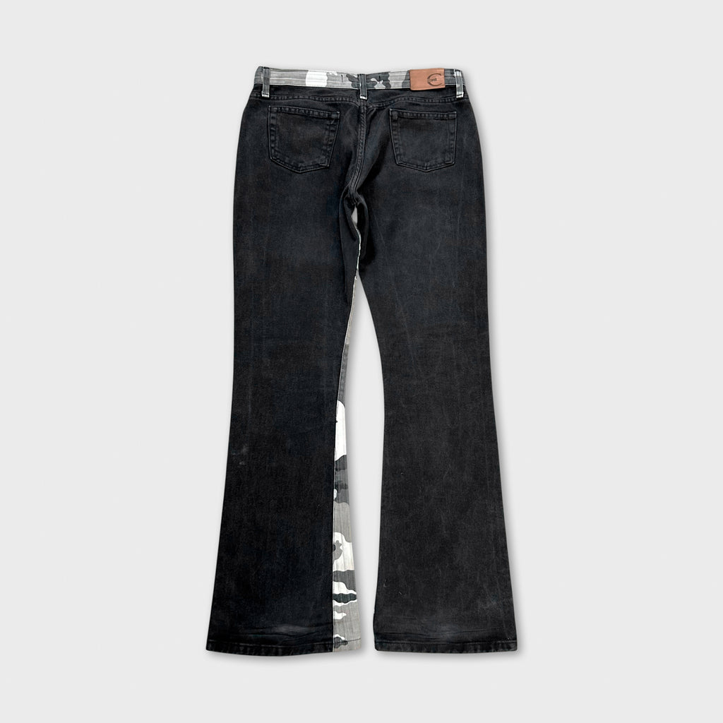 Just Cavalli Flare Hybrid Black and White Camouflage Pants