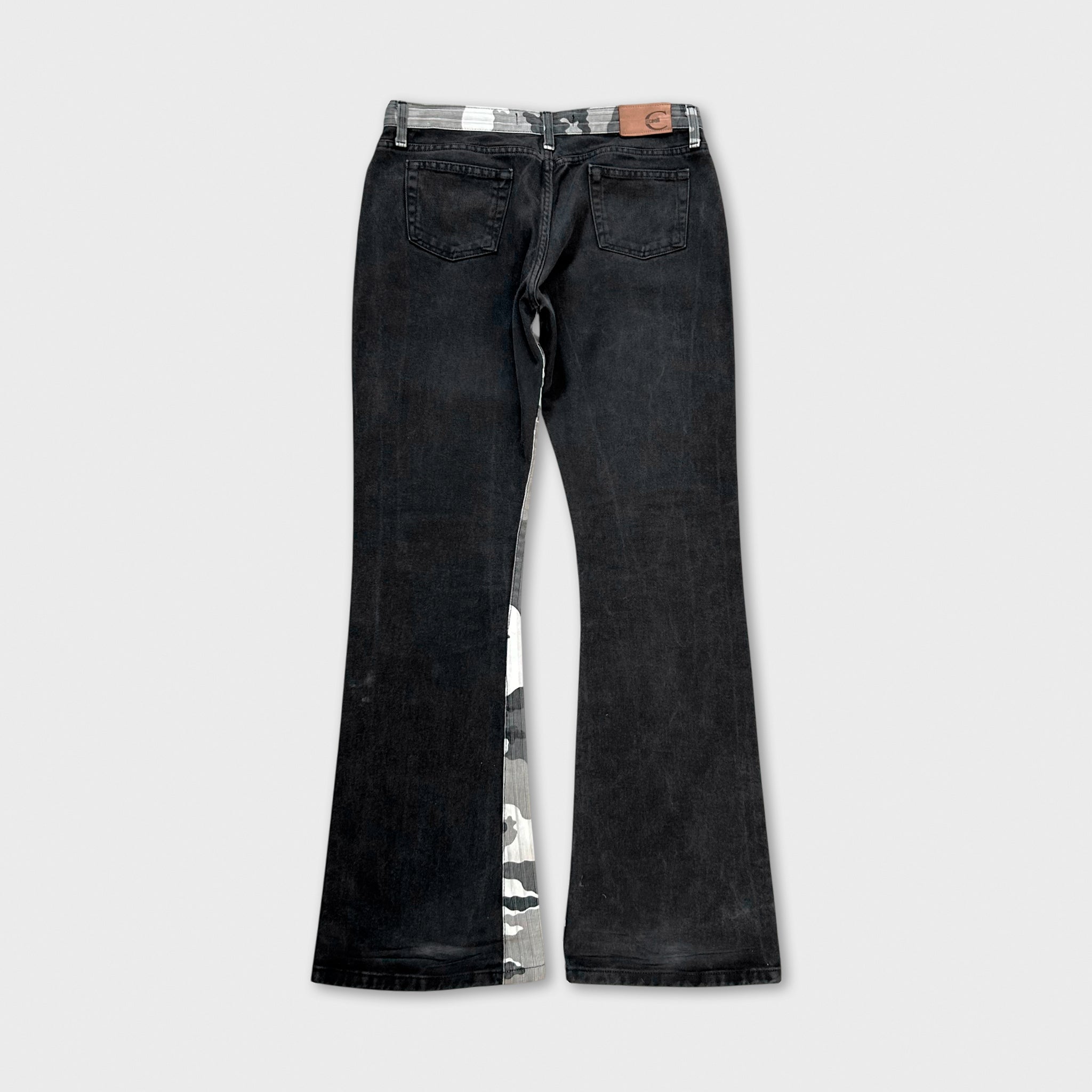 Just Cavalli Flare Hybrid Black and White Camouflage Pants