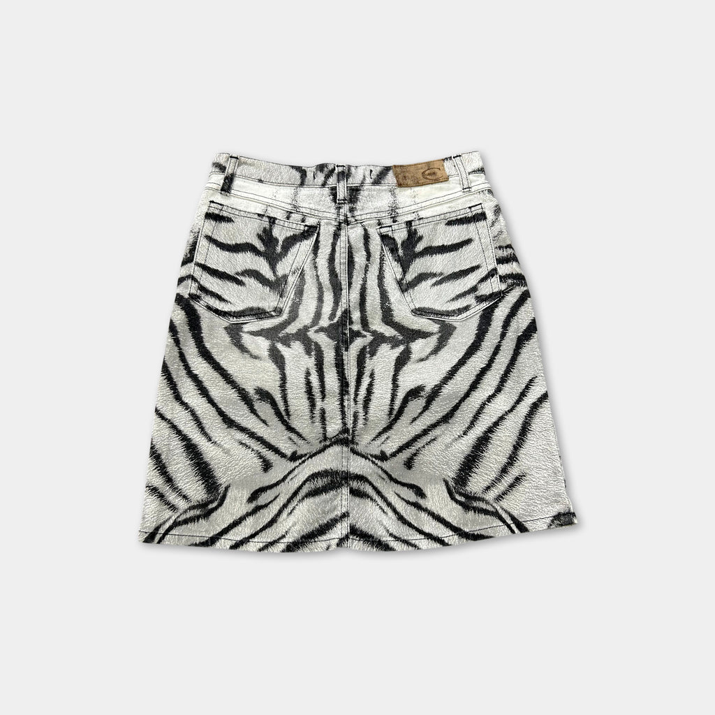 Just Cavalli Mid-Rise Zebra Print Denim Skirt