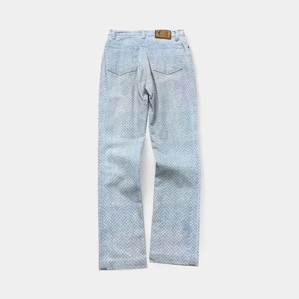 Cavalli Jeans Blue Snake Skin Texture Denim Jeans