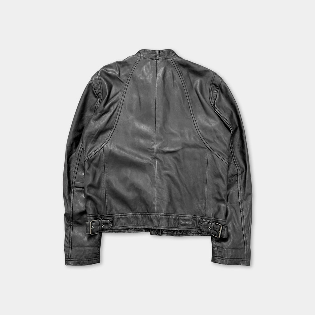 Just Cavalli Vintage Multi-Zip Leather Biker Jacket