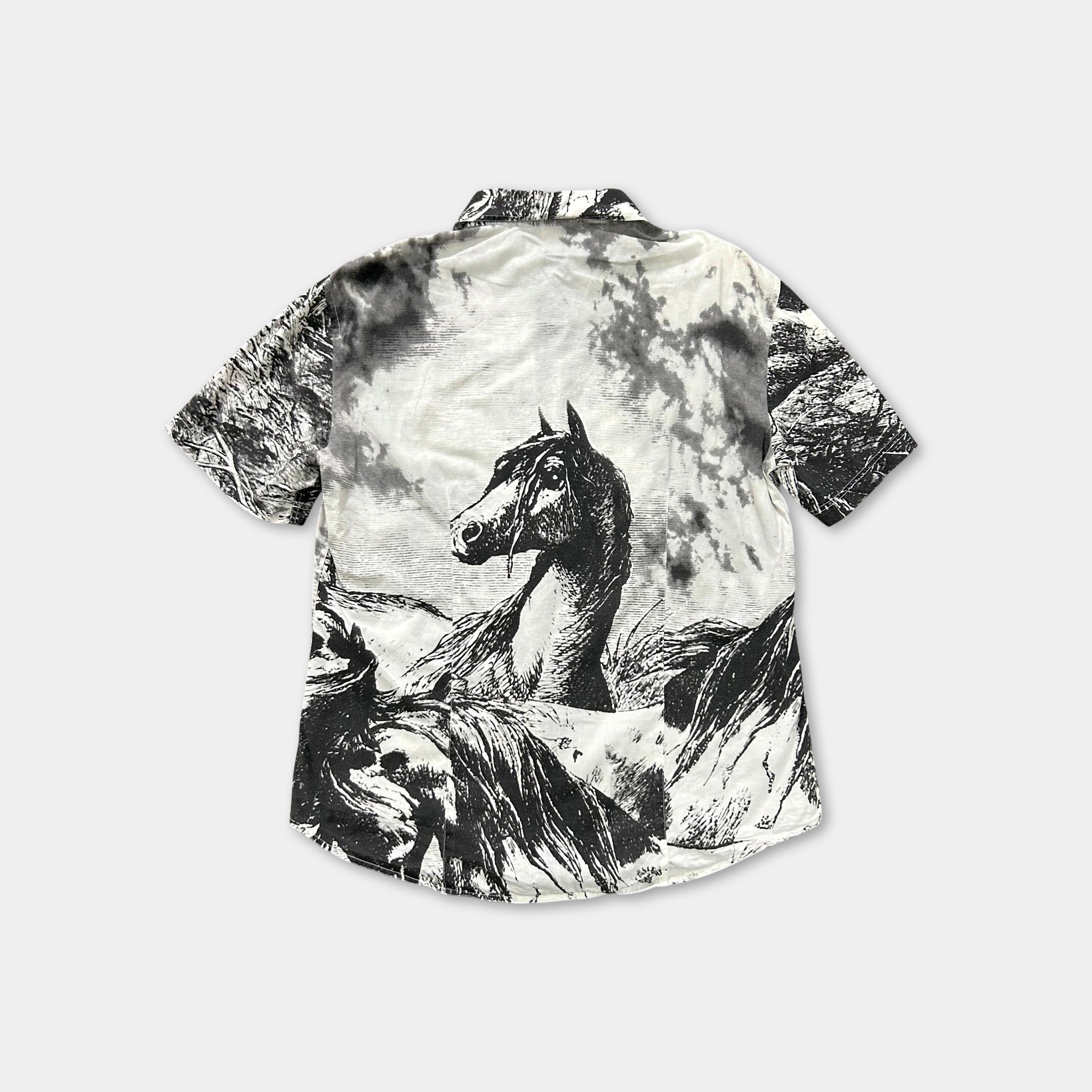 Just Cavalli SS05 Horses Graphic Print Short Sleeve Shirt