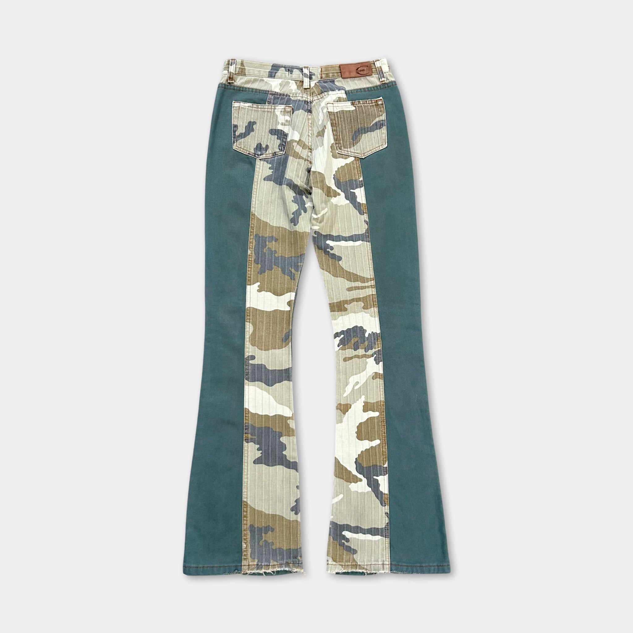 Just Cavalli Vintage Camouflage Green Flared Pants