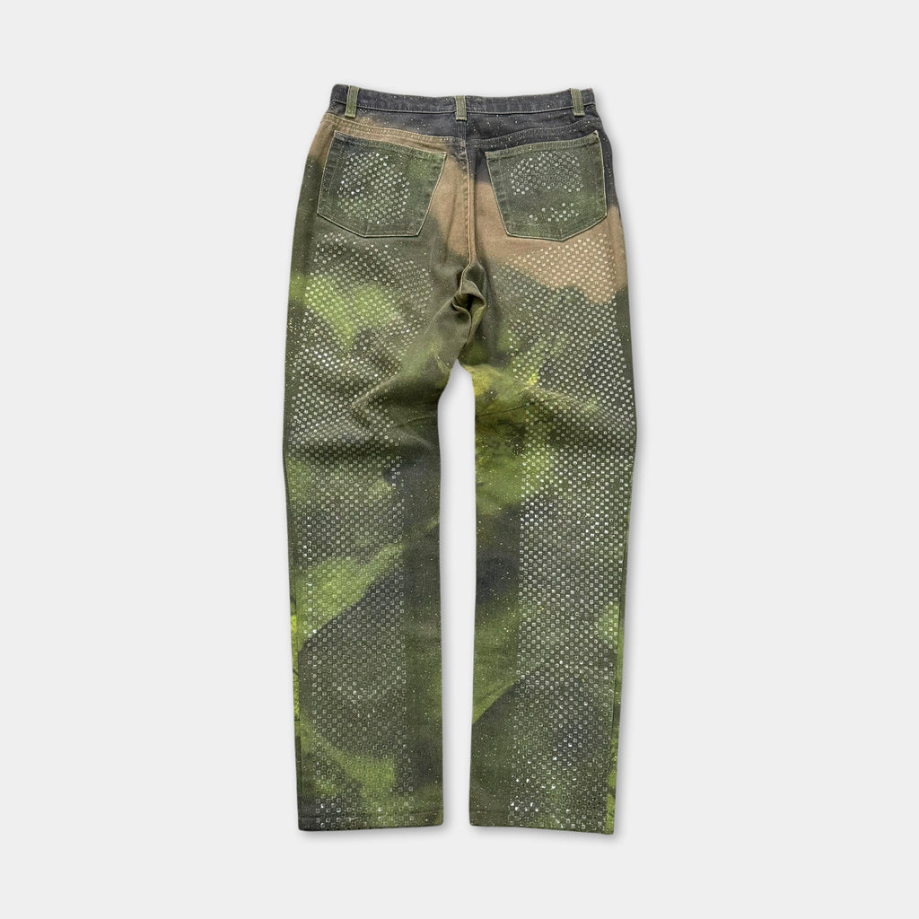 Roberto Cavalli Cannabis Leaf Crystal Embellished Jeans