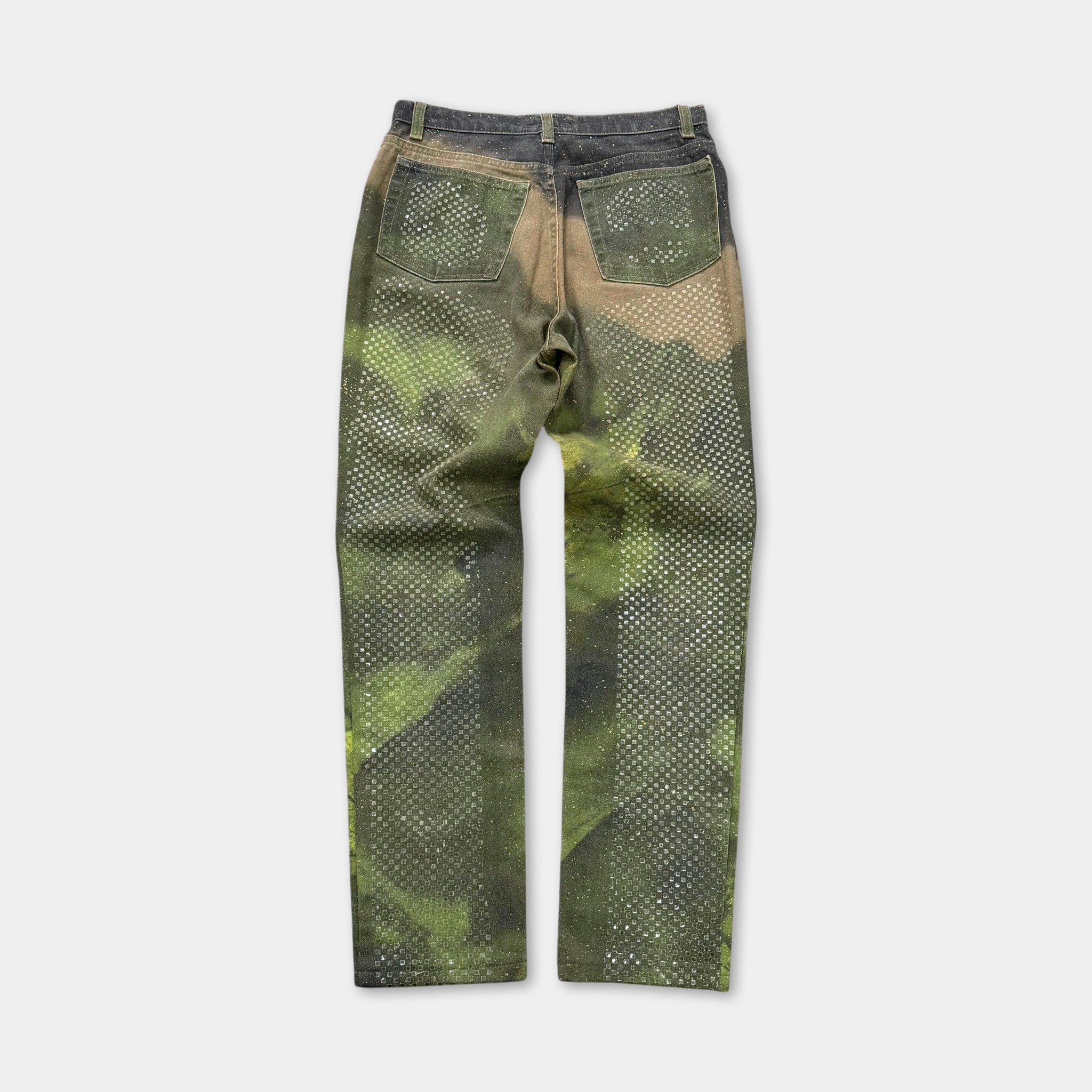 Roberto Cavalli Cannabis Leaf Crystal Embellished Jeans